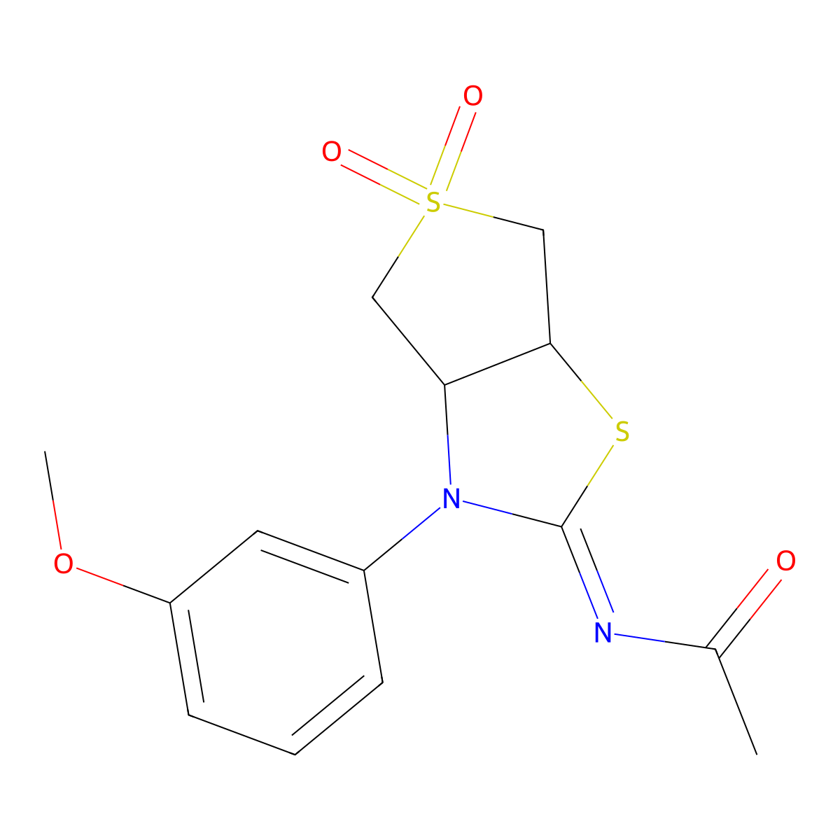 N-[(2Z)-3-(3-methoxyphenyl)-5,5-dioxidotetrahydrothieno[3,4-d][1,3]thiazol-2(3H)-ylidene]acetamide molecular structure, CAS 850900-06-0