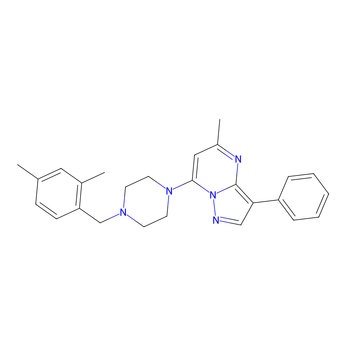 7-[4-(2,4-Dimethylbenzyl)piperazin-1-yl]-5-methyl-3-phenylpyrazolo[1,5-a]pyrimidine molecular structure, CAS 850900-27-5