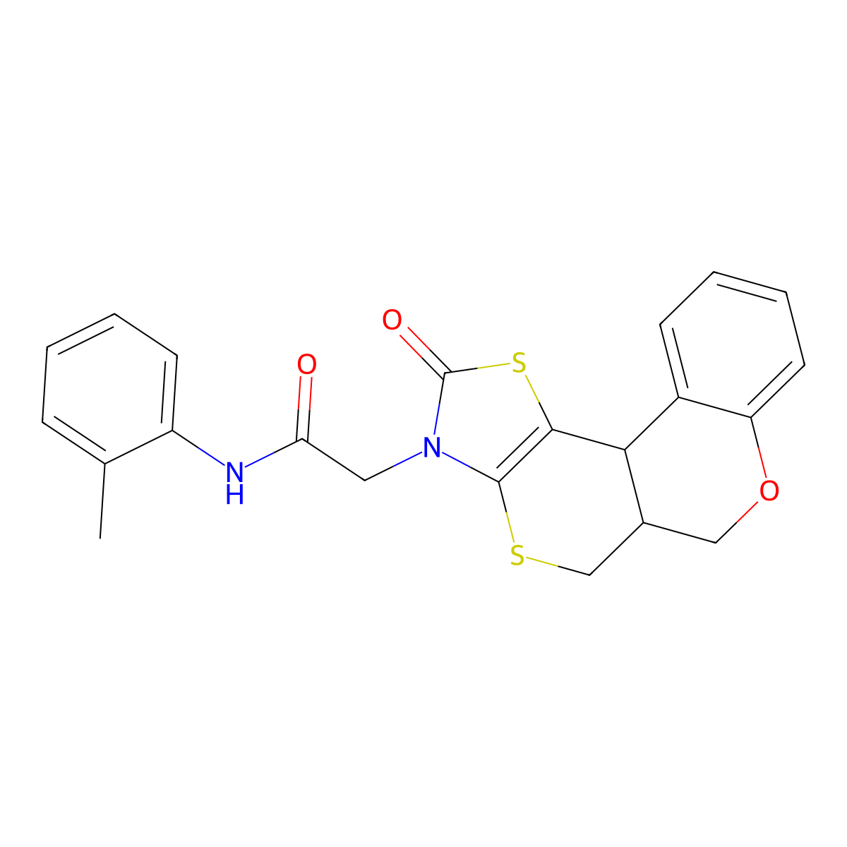 N-(2-methylphenyl)-2-(10-oxo(7H,11bH,6aH-1,3-thiazolino[5',4'-6,5]thiino[3,4-c]chroman-9-yl))acetamide molecular structure, CAS 850900-42-4