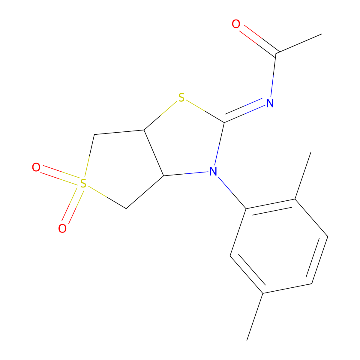 N-[(2Z)-3-(2,5-dimethylphenyl)-5,5-dioxidotetrahydrothieno[3,4-d][1,3]thiazol-2(3H)-ylidene]acetamide molecular structure, CAS 850900-49-1