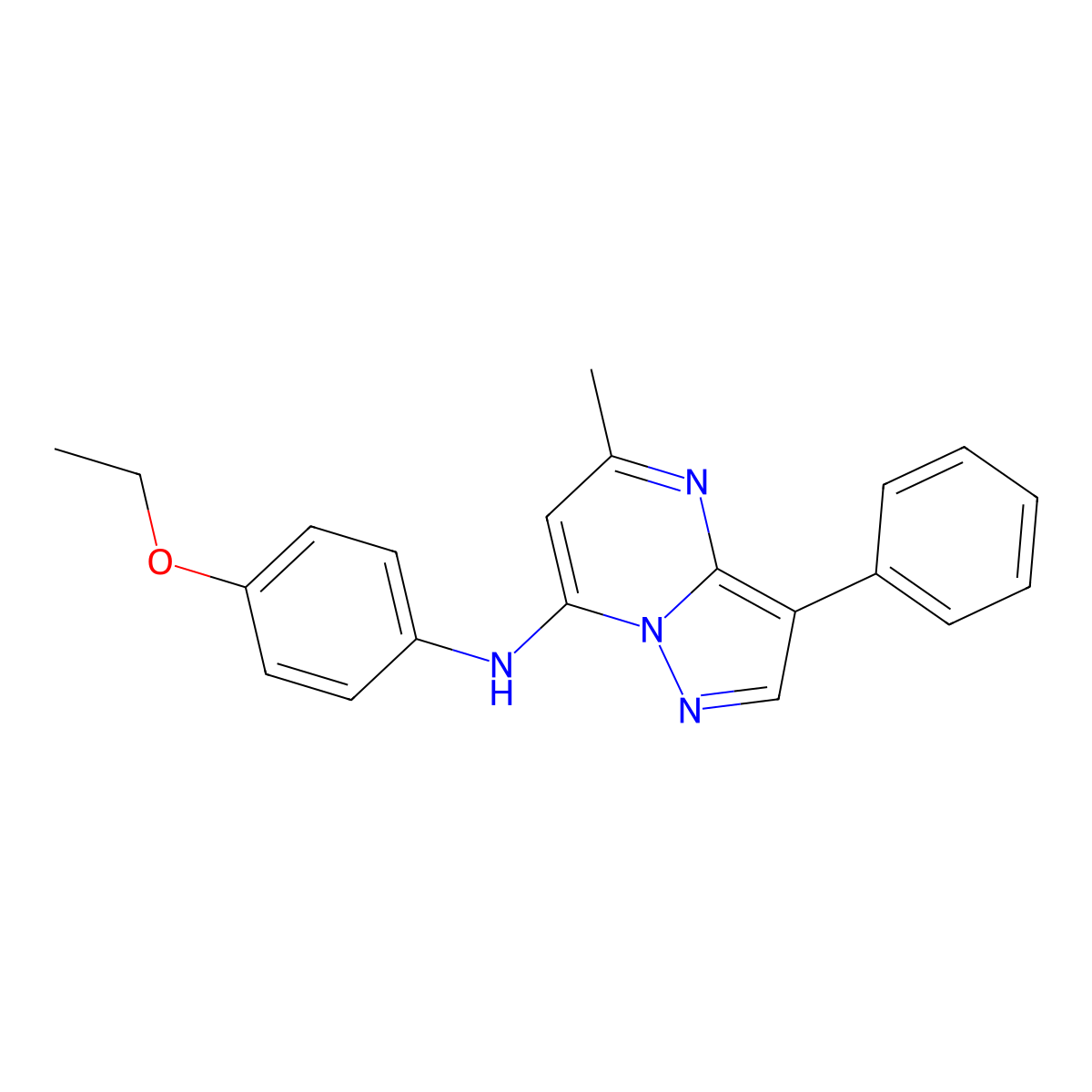 N-(4-ethoxyphenyl)-5-methyl-3-phenylpyrazolo[1,5-a]pyrimidin-7-amine molecular structure, CAS 850901-67-6