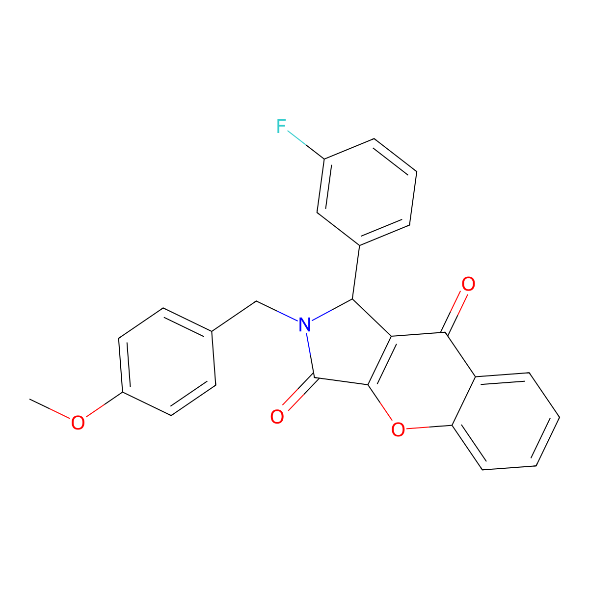 1-(3-Fluorophenyl)-2-(4-methoxybenzyl)-1,2-dihydrochromeno[2,3-c]pyrrole-3,9-dione molecular structure, CAS 850901-96-1