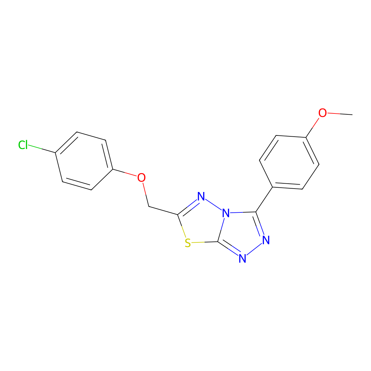 6-[(4-Chlorophenoxy)methyl]-3-(4-methoxyphenyl)[1,2,4]triazolo[3,4-b][1,3,4]thiadiazole molecular structure, CAS 850902-00-0