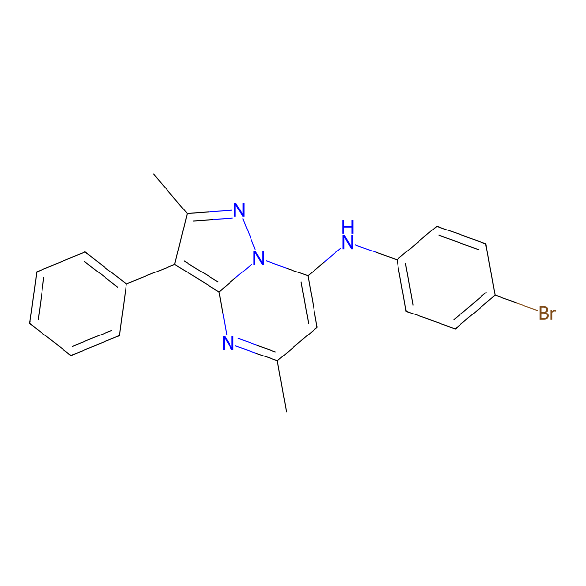 N-(4-bromophenyl)-2,5-dimethyl-3-phenylpyrazolo[1,5-a]pyrimidin-7-amine molecular structure, CAS 850902-22-6