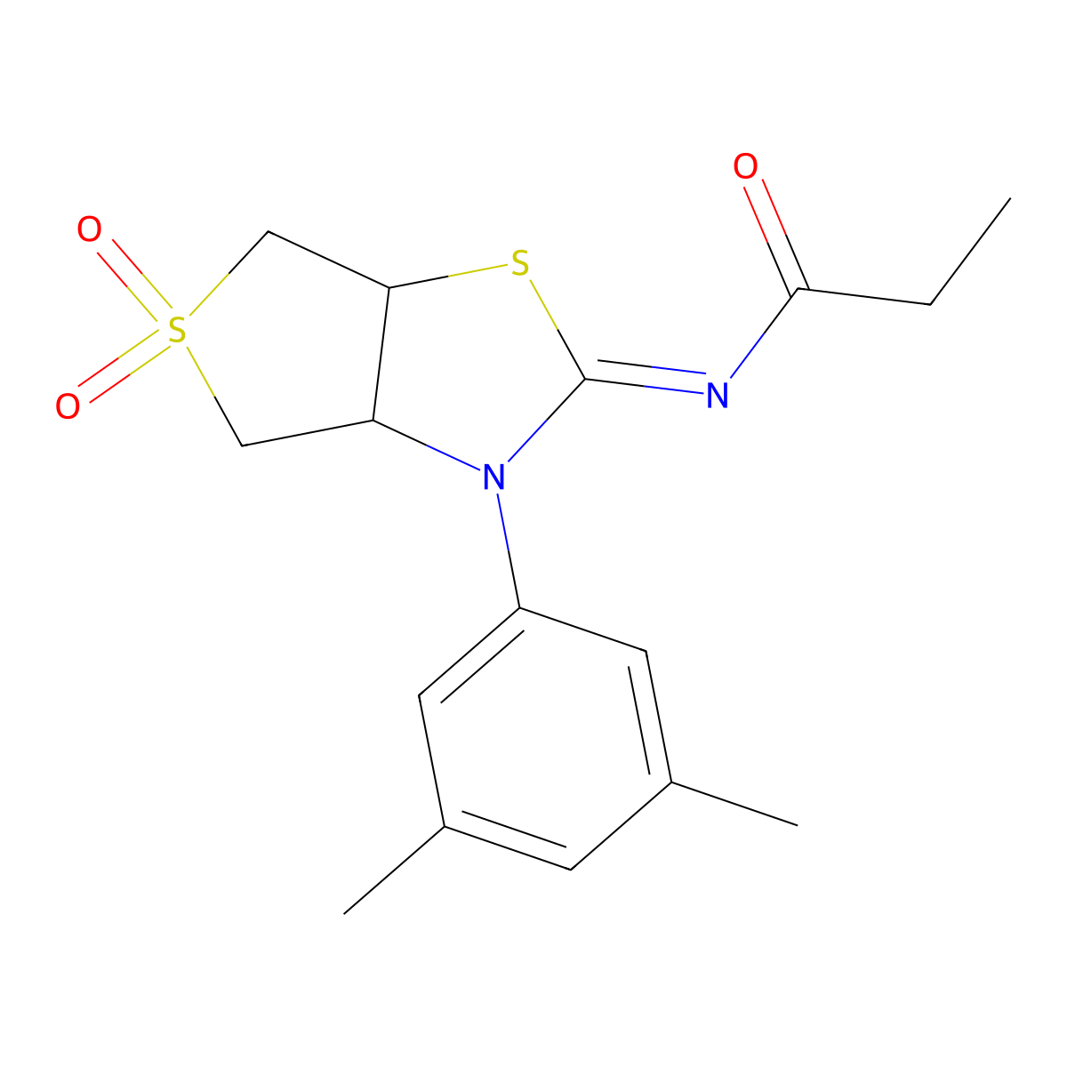 N-[(2Z)-3-(3,5-dimethylphenyl)-5,5-dioxidotetrahydrothieno[3,4-d][1,3]thiazol-2(3H)-ylidene]propanamide molecular structure, CAS 850902-66-8