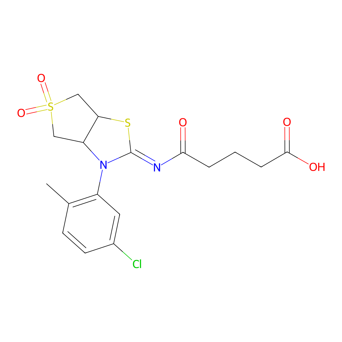 5-{[(2Z)-3-(5-chloro-2-methylphenyl)-5,5-dioxidotetrahydrothieno[3,4-d][1,3]thiazol-2(3H)-ylidene]amino}-5-oxopentanoic acid molecular structure, CAS 850902-77-1