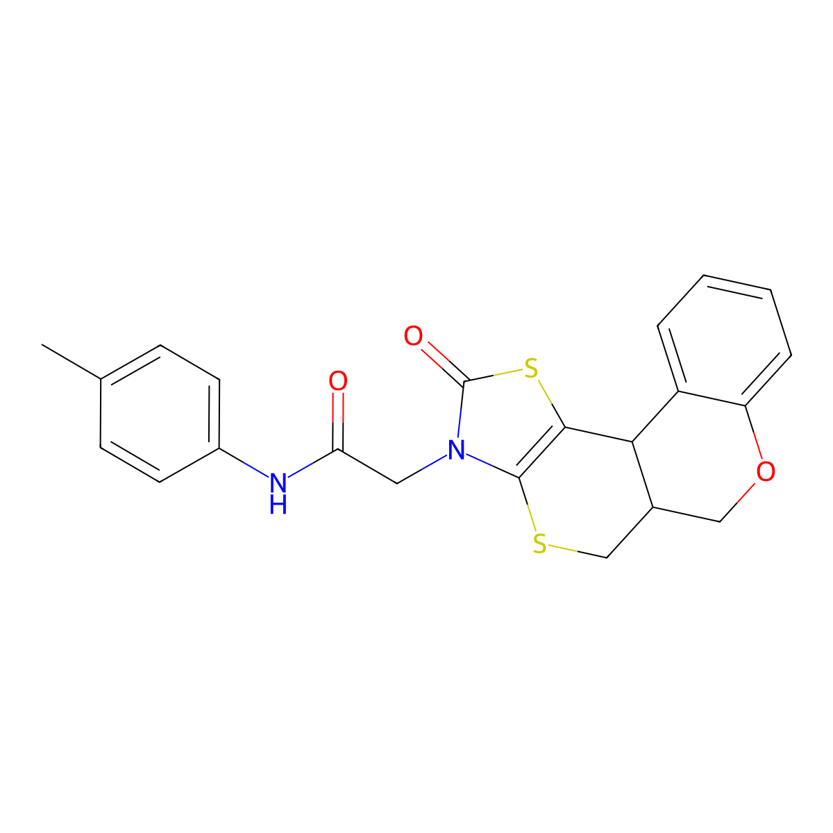 N-(4-methylphenyl)-2-(10-oxo(7H,11bH,6aH-1,3-thiazolino[5',4'-6,5]thiino[3,4-c]chroman-9-yl))acetamide molecular structure, CAS 850902-88-4