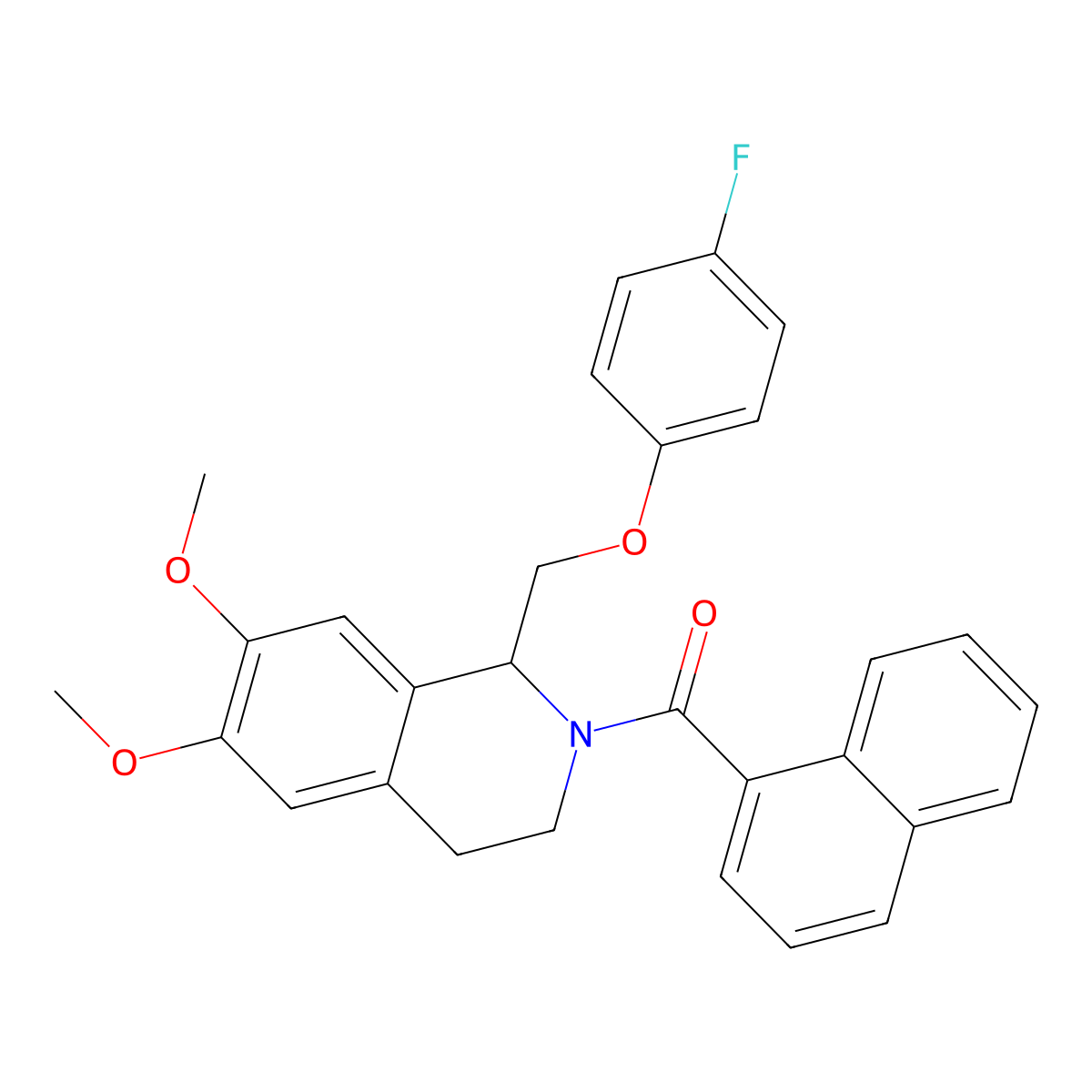(1-((4-fluorophenoxy)methyl)-6,7-dimethoxy-3,4-dihydroisoquinolin-2(1H)-yl)(naphthalen-1-yl)methanone molecular structure, CAS 850903-01-4
