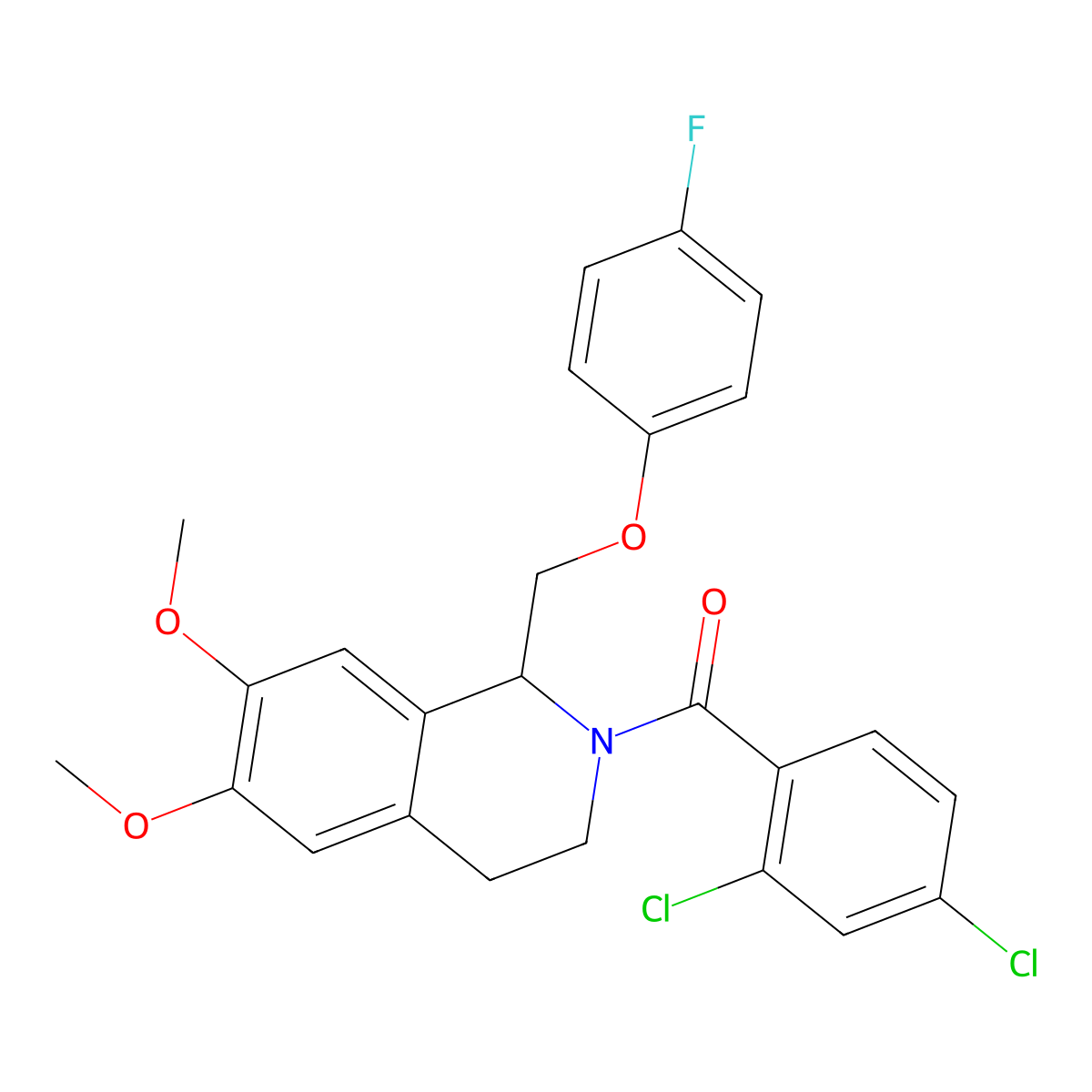 (2,4-dichlorophenyl)(1-((4-fluorophenoxy)methyl)-6,7-dimethoxy-3,4-dihydroisoquinolin-2(1H)-yl)methanone molecular structure, CAS 850903-02-5