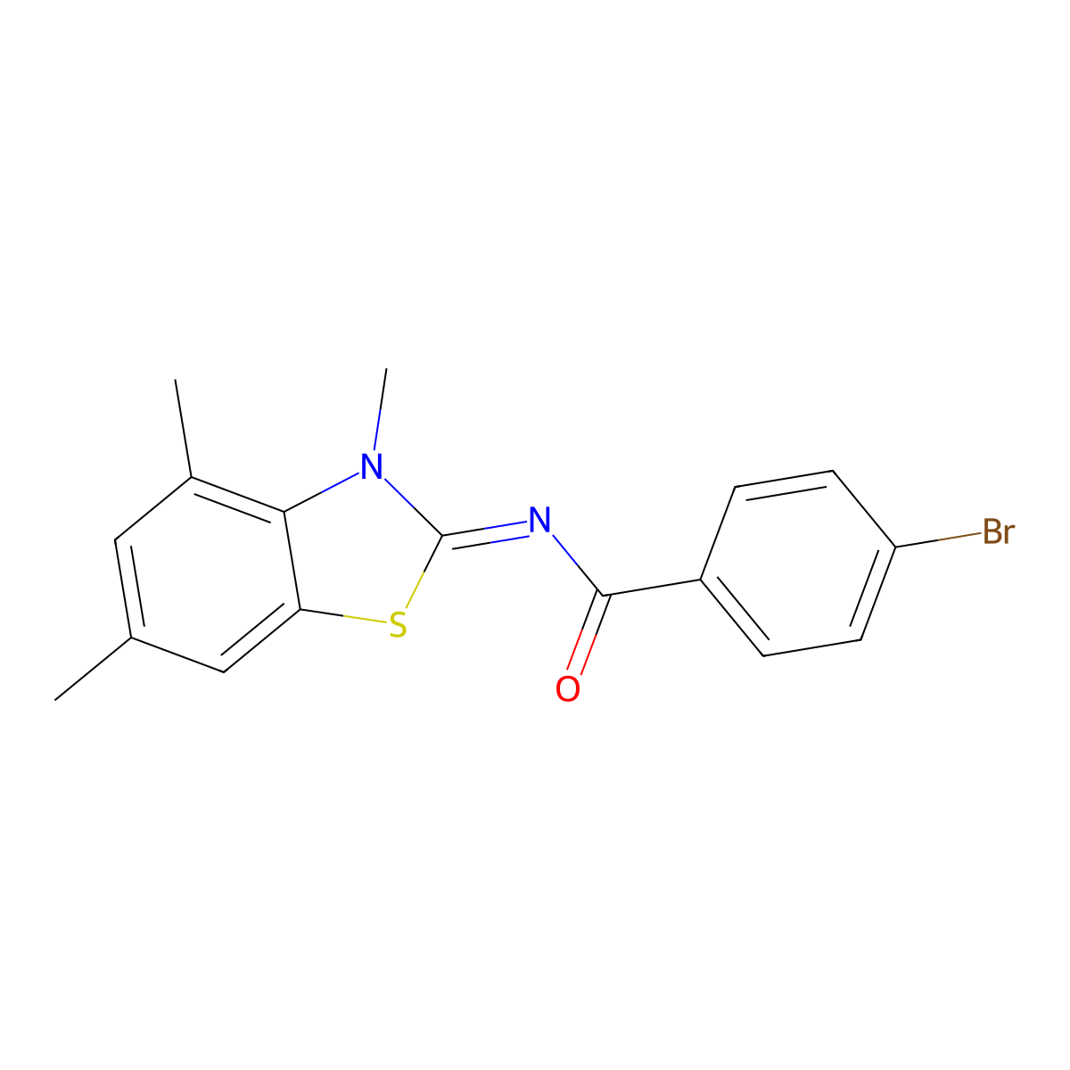 (E)-4-bromo-N-(3,4,6-trimethylbenzo[d]thiazol-2(3H)-ylidene)benzamide molecular structure, CAS 850903-04-7