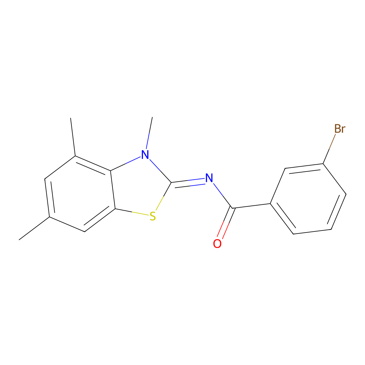 (E)-3-bromo-N-(3,4,6-trimethylbenzo[d]thiazol-2(3H)-ylidene)benzamide molecular structure, CAS 850903-05-8