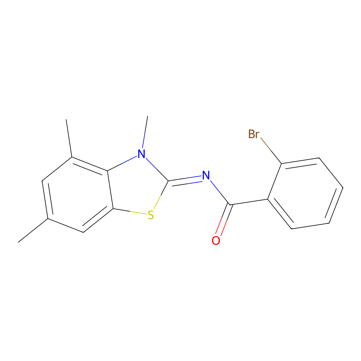 2-bromo-N-(3,4,6-trimethyl-1,3-benzothiazol-2-ylidene)benzamide molecular structure, CAS 850903-06-9