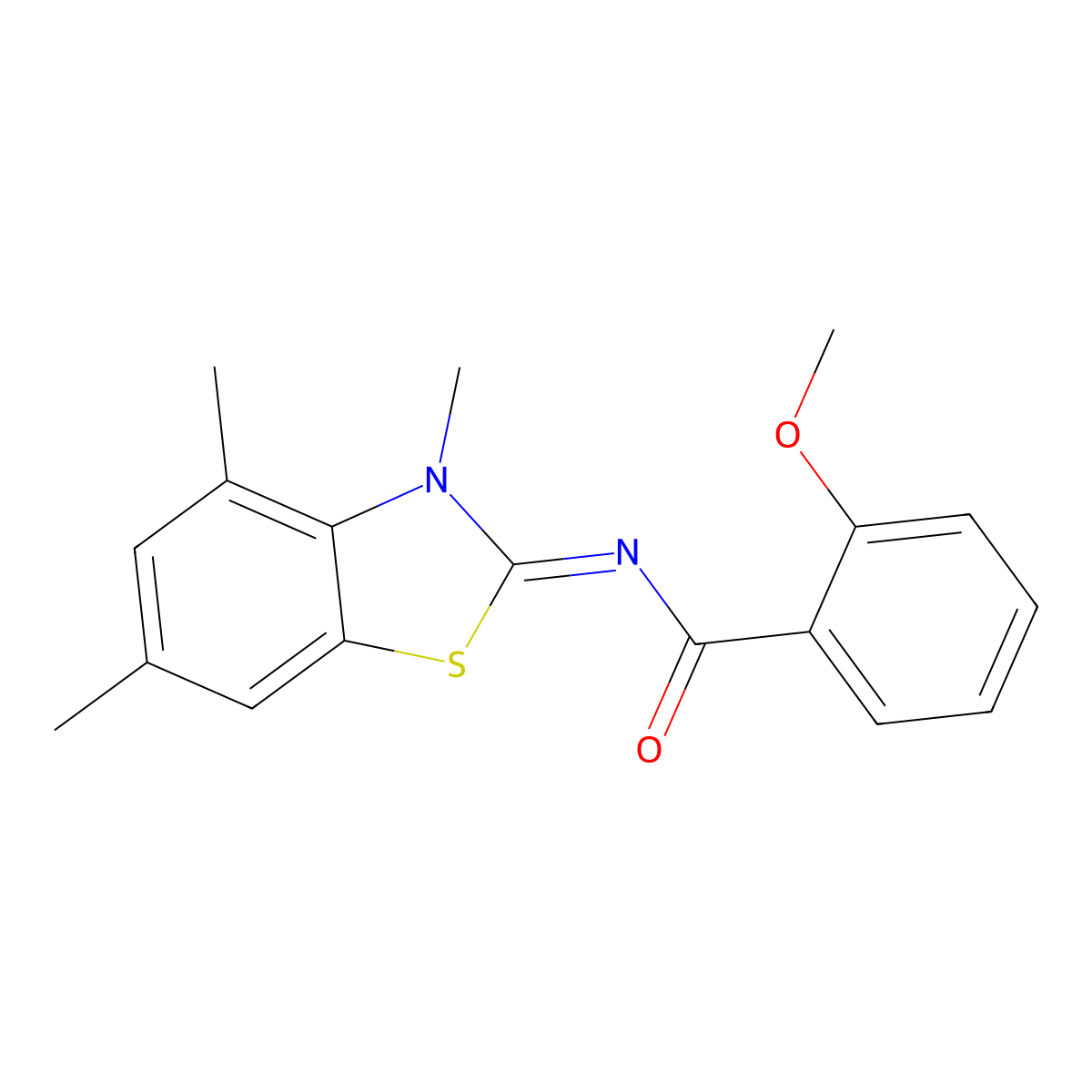 2-methoxy-N-(3,4,6-trimethyl-1,3-benzothiazol-2-ylidene)benzamide molecular structure, CAS 850903-07-0