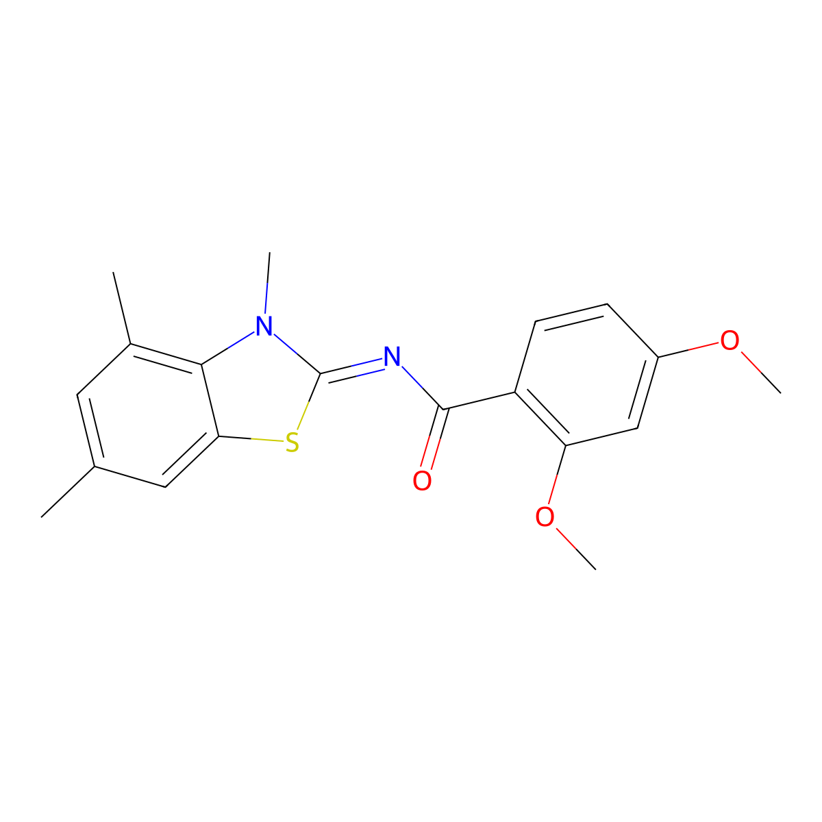 (E)-2,4-dimethoxy-N-(3,4,6-trimethylbenzo[d]thiazol-2(3H)-ylidene)benzamide molecular structure, CAS 850903-08-1