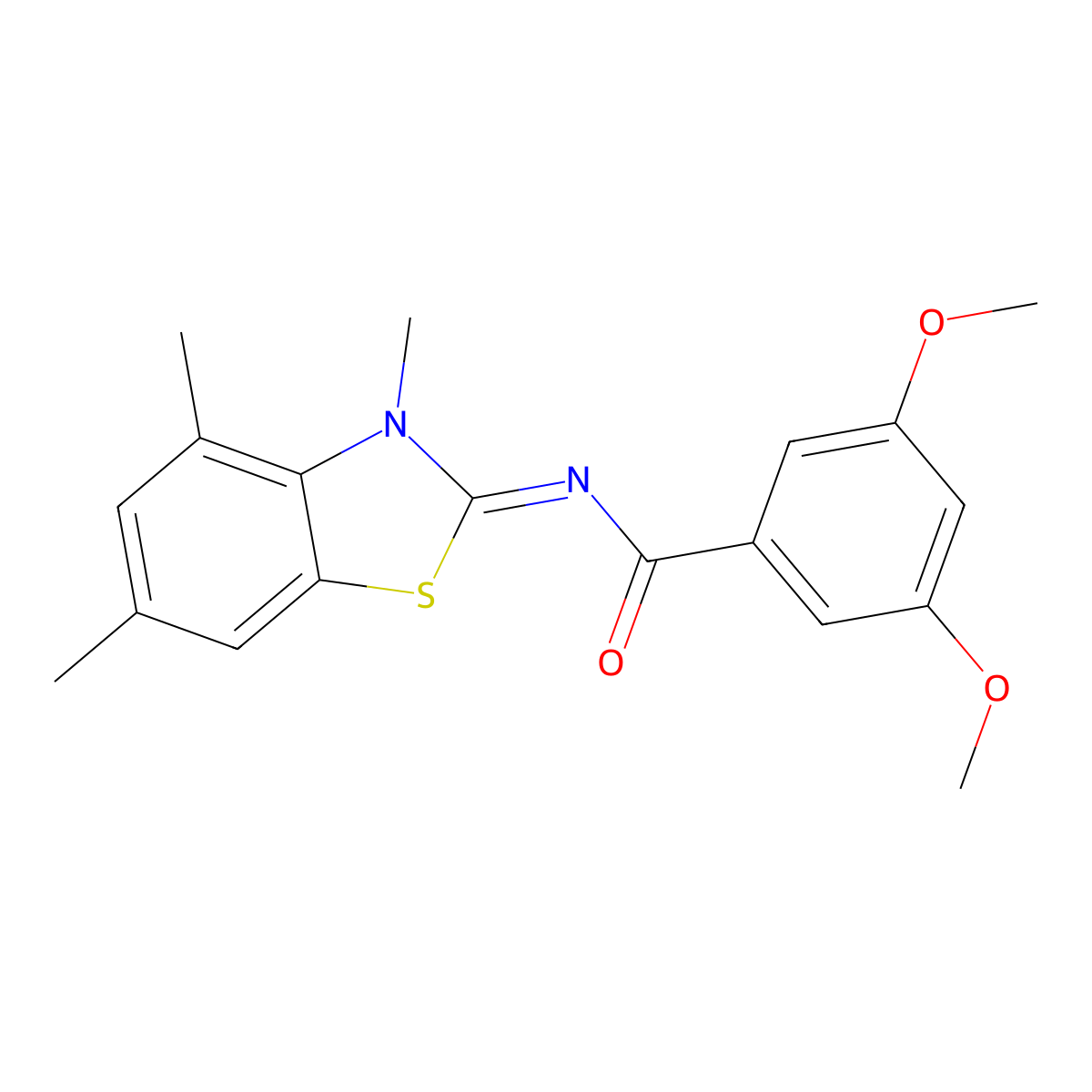 3,5-dimethoxy-N-(3,4,6-trimethyl-1,3-benzothiazol-2-ylidene)benzamide molecular structure, CAS 850903-09-2