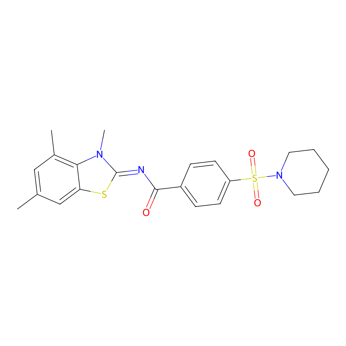 (E)-4-(piperidin-1-ylsulfonyl)-N-(3,4,6-trimethylbenzo[d]thiazol-2(3H)-ylidene)benzamide molecular structure, CAS 850903-11-6