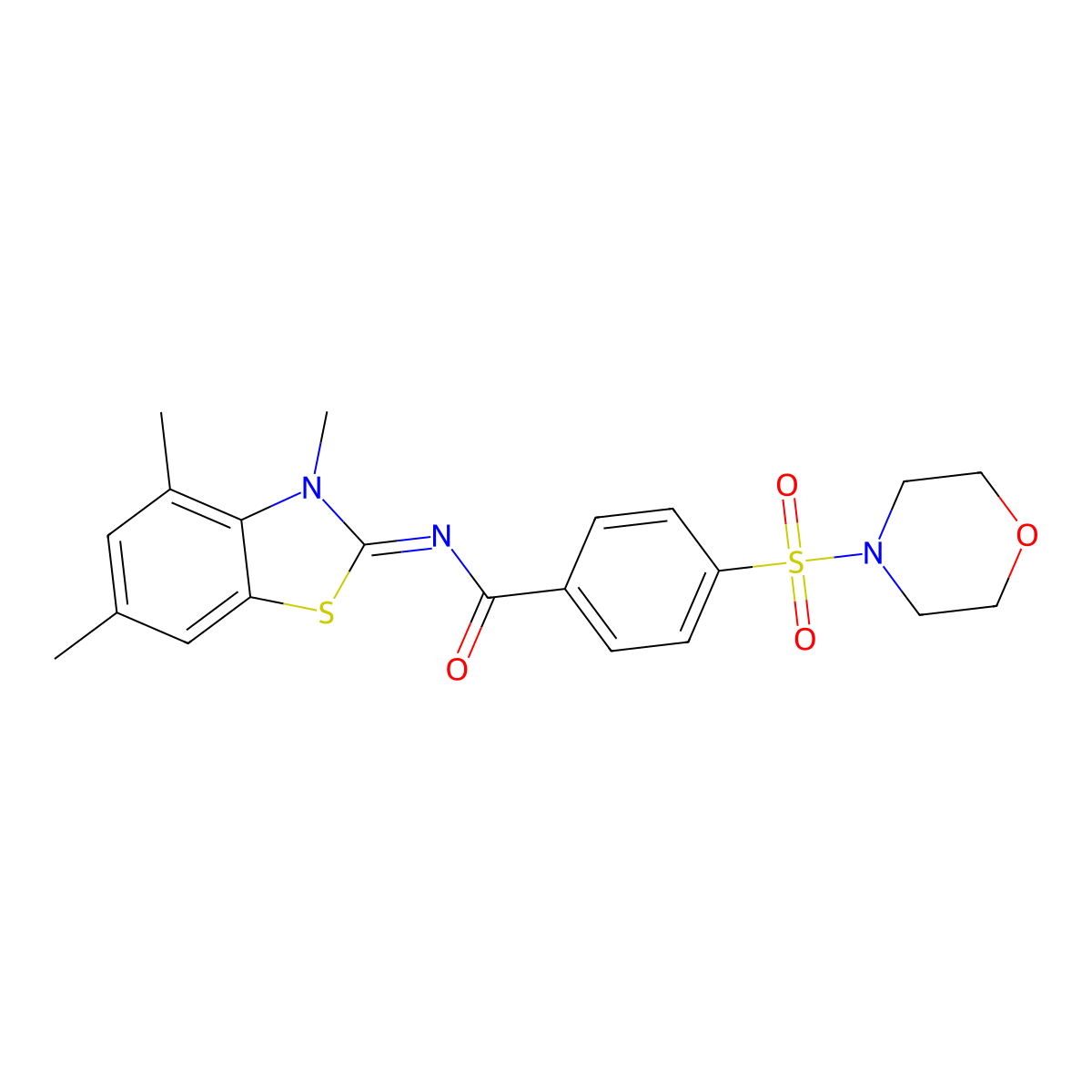 (E)-4-(morpholinosulfonyl)-N-(3,4,6-trimethylbenzo[d]thiazol-2(3H)-ylidene)benzamide molecular structure, CAS 850903-12-7