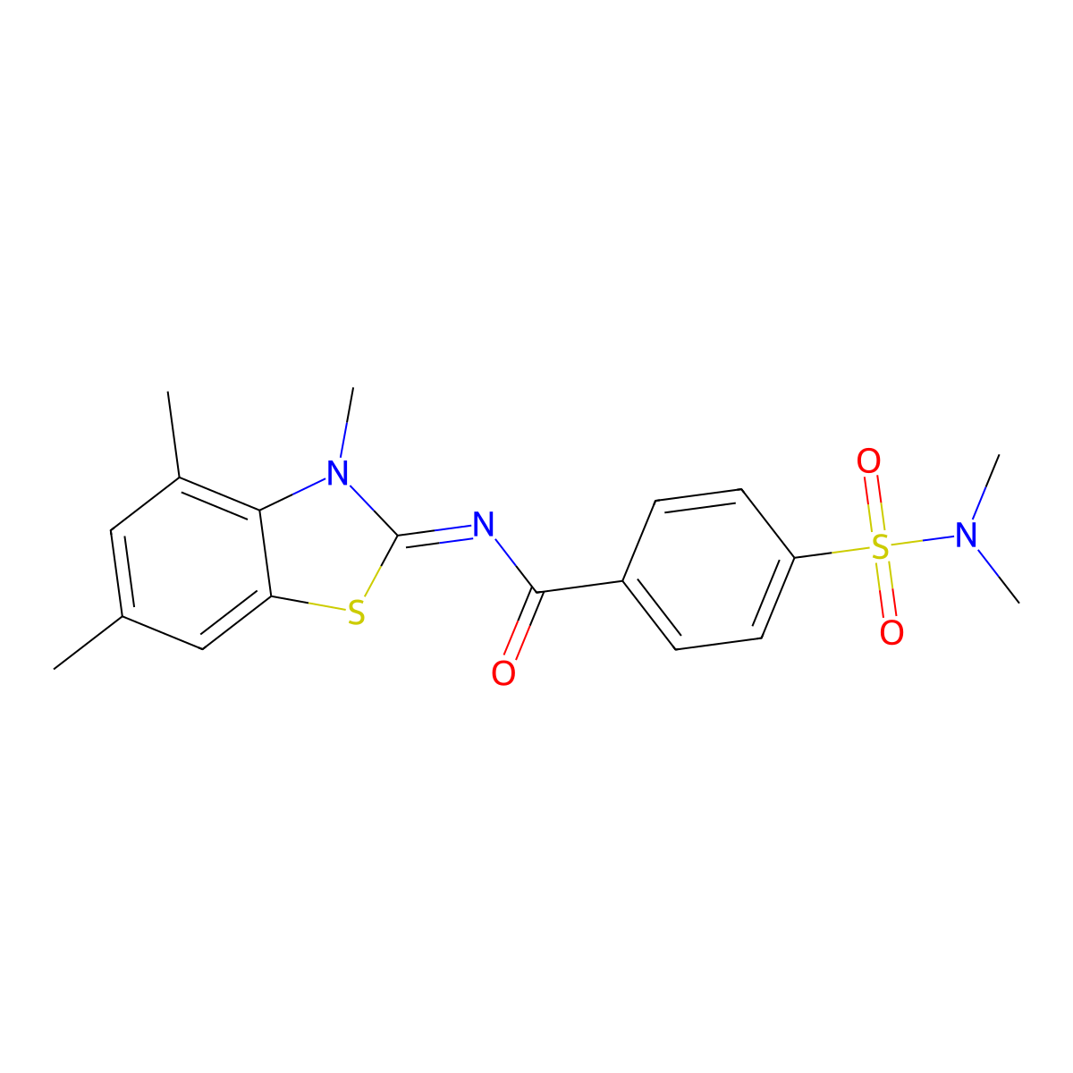 4-(dimethylsulfamoyl)-N-(3,4,6-trimethyl-1,3-benzothiazol-2-ylidene)benzamide molecular structure, CAS 850903-14-9