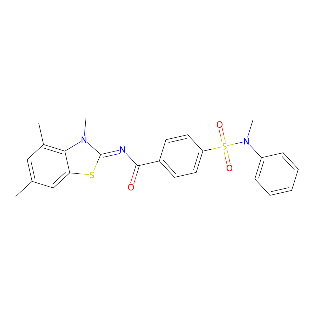 (E)-4-(N-methyl-N-phenylsulfamoyl)-N-(3,4,6-trimethylbenzo[d]thiazol-2(3H)-ylidene)benzamide molecular structure, CAS 850903-15-0