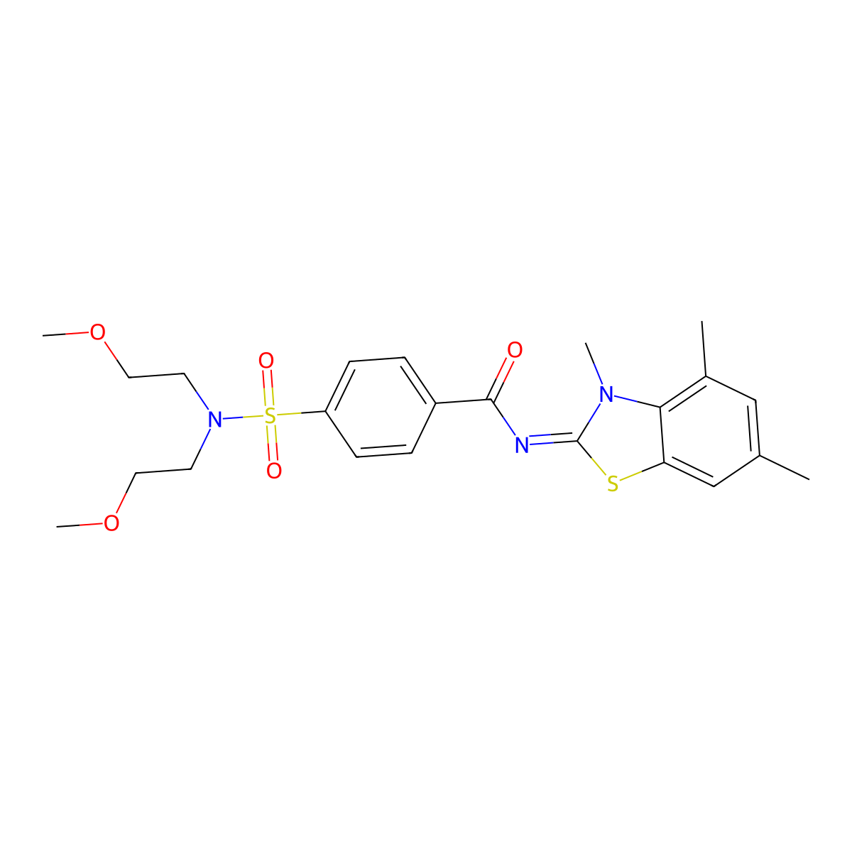 4-[bis(2-methoxyethyl)sulfamoyl]-N-(3,4,6-trimethyl-1,3-benzothiazol-2-ylidene)benzamide molecular structure, CAS 850903-16-1