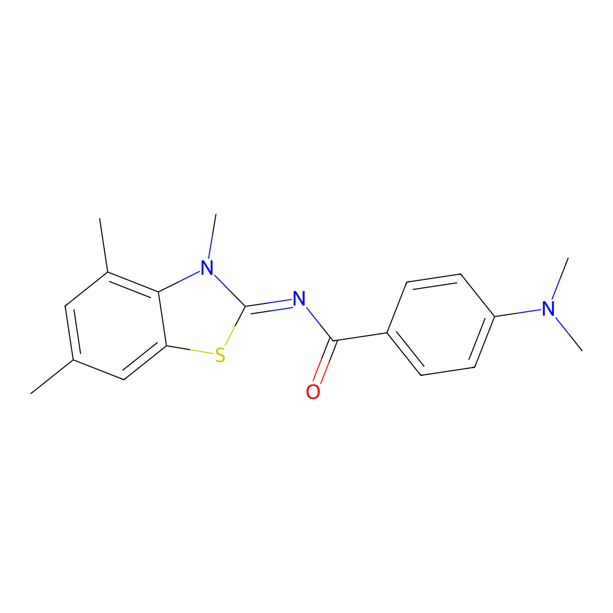 4-(dimethylamino)-N-(3,4,6-trimethyl-1,3-benzothiazol-2-ylidene)benzamide molecular structure, CAS 850903-21-8