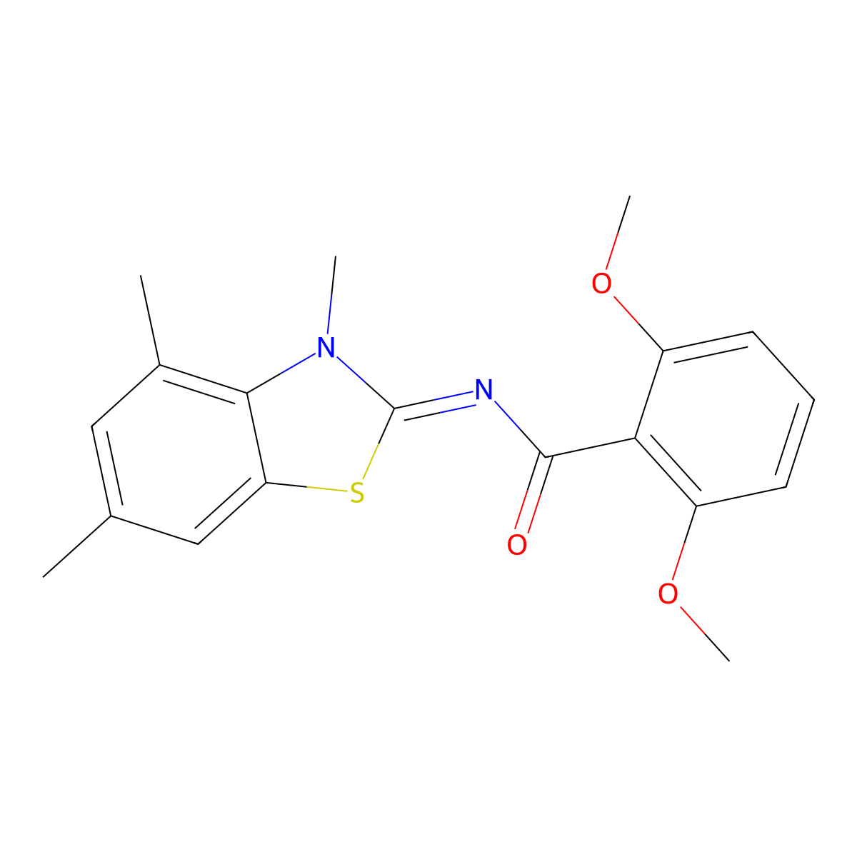 (E)-2,6-dimethoxy-N-(3,4,6-trimethylbenzo[d]thiazol-2(3H)-ylidene)benzamide molecular structure, CAS 850903-22-9