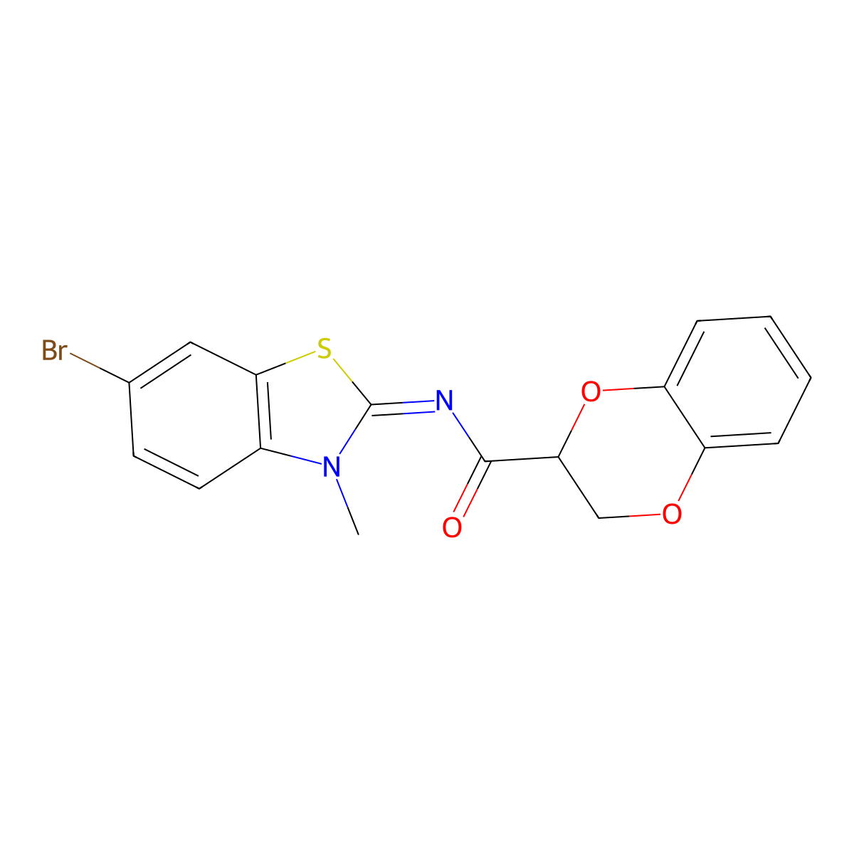 (E)-N-(6-bromo-3-methylbenzo[d]thiazol-2(3H)-ylidene)-2,3-dihydrobenzo[b][1,4]dioxine-2-carboxamide molecular structure, CAS 850903-24-1