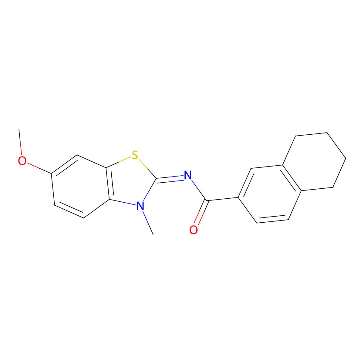 N-(6-methoxy-3-methyl-1,3-benzothiazol-2-ylidene)-5,6,7,8-tetrahydronaphthalene-2-carboxamide molecular structure, CAS 850903-32-1