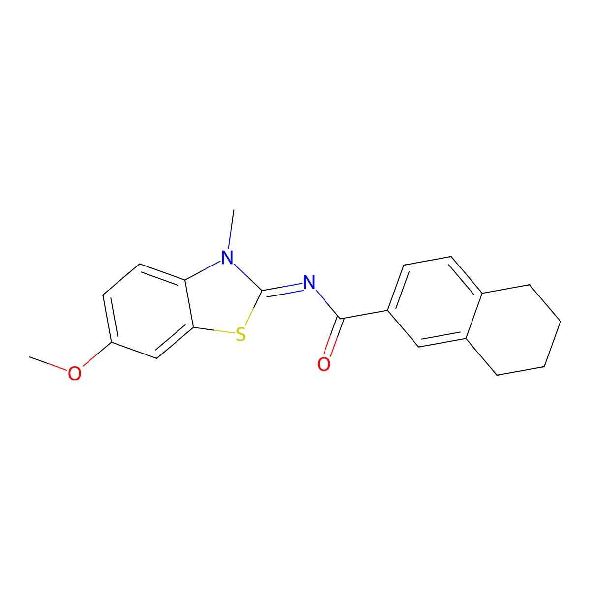 N-(6-methoxy-3-methyl-1,3-benzothiazol-2-ylidene)-5,6,7,8-tetrahydronaphthalene-2-carboxamide molecular structure, CAS 850903-32-1