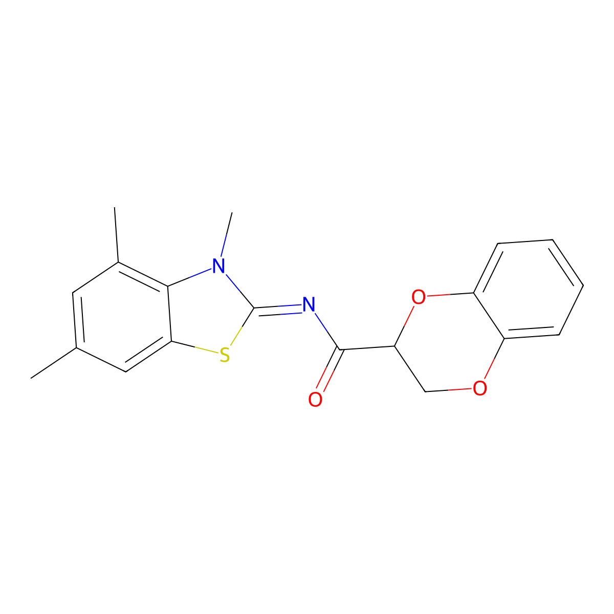 (E)-N-(3,4,6-trimethylbenzo[d]thiazol-2(3H)-ylidene)-2,3-dihydrobenzo[b][1,4]dioxine-2-carboxamide molecular structure, CAS 850903-33-2