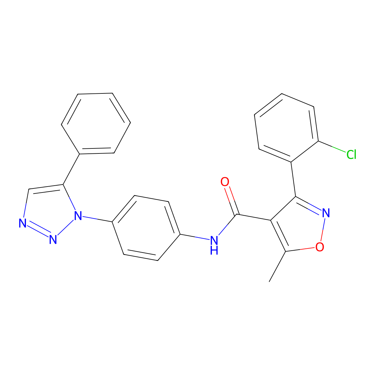 3-(2-chlorophenyl)-5-methyl-N-[4-(5-phenyltriazol-1-yl)phenyl]-1,2-oxazole-4-carboxamide molecular structure, CAS 850903-43-4