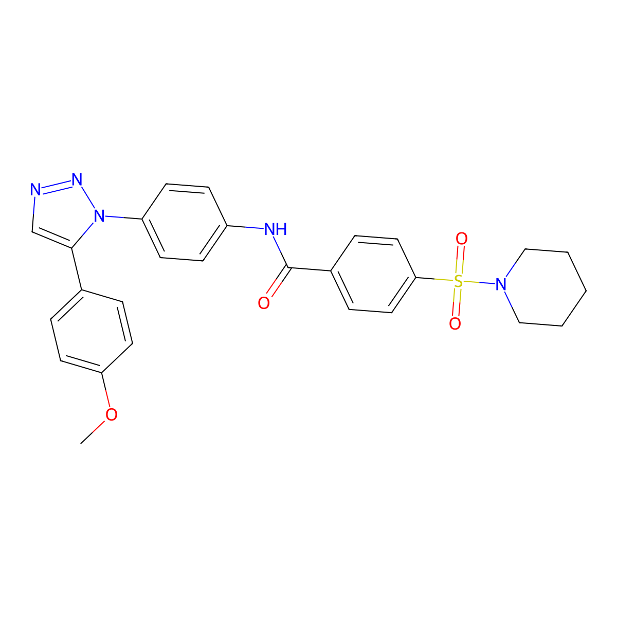 N-[4-[5-(4-methoxyphenyl)triazol-1-yl]phenyl]-4-piperidin-1-ylsulfonylbenzamide molecular structure, CAS 850903-91-2