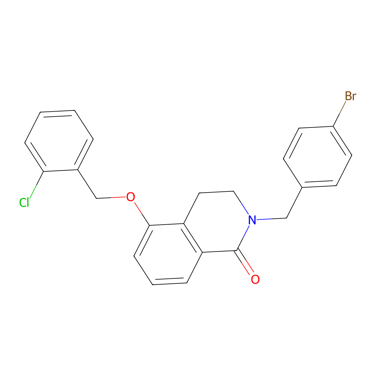 2-(4-bromobenzyl)-5-((2-chlorobenzyl)oxy)-3,4-dihydroisoquinolin-1(2H)-one molecular structure, CAS 850904-12-0