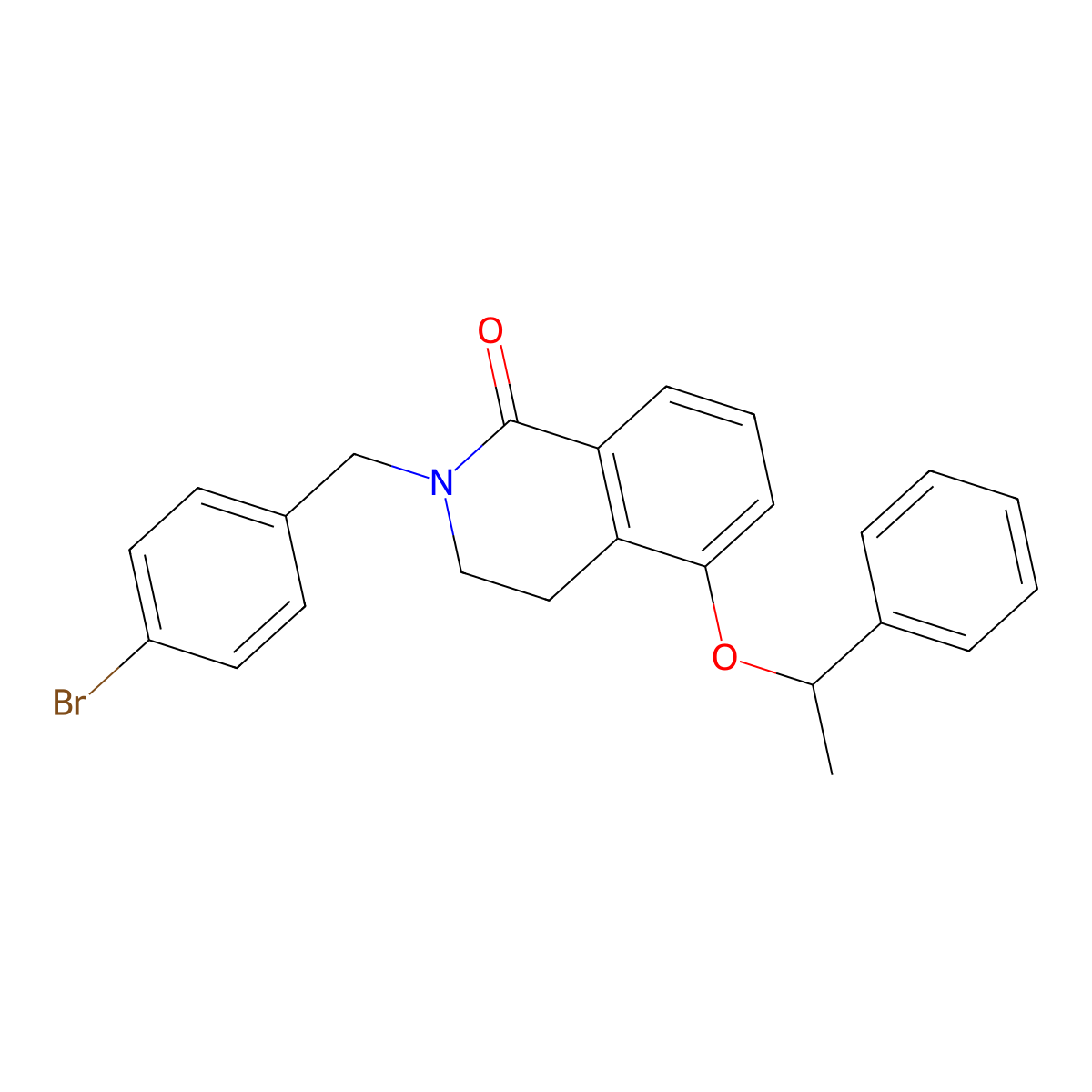 2-[(4-Bromophenyl)methyl]-5-(1-phenylethoxy)-3,4-dihydroisoquinolin-1-one molecular structure, CAS 850904-14-2