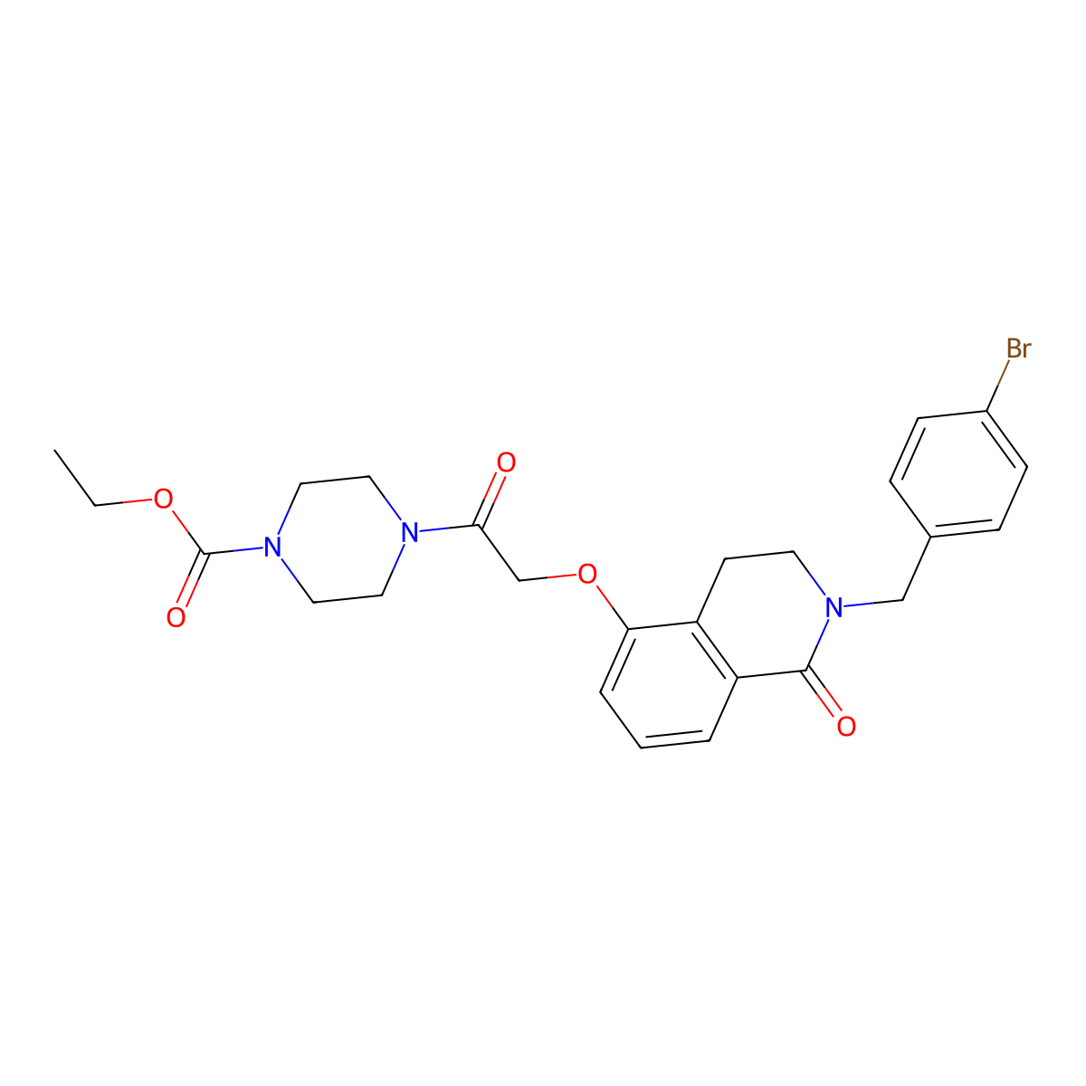 Ethyl 4-[2-[[2-[(4-bromophenyl)methyl]-1-oxo-3,4-dihydroisoquinolin-5-yl]oxy]acetyl]piperazine-1-carboxylate molecular structure, CAS 850904-23-3