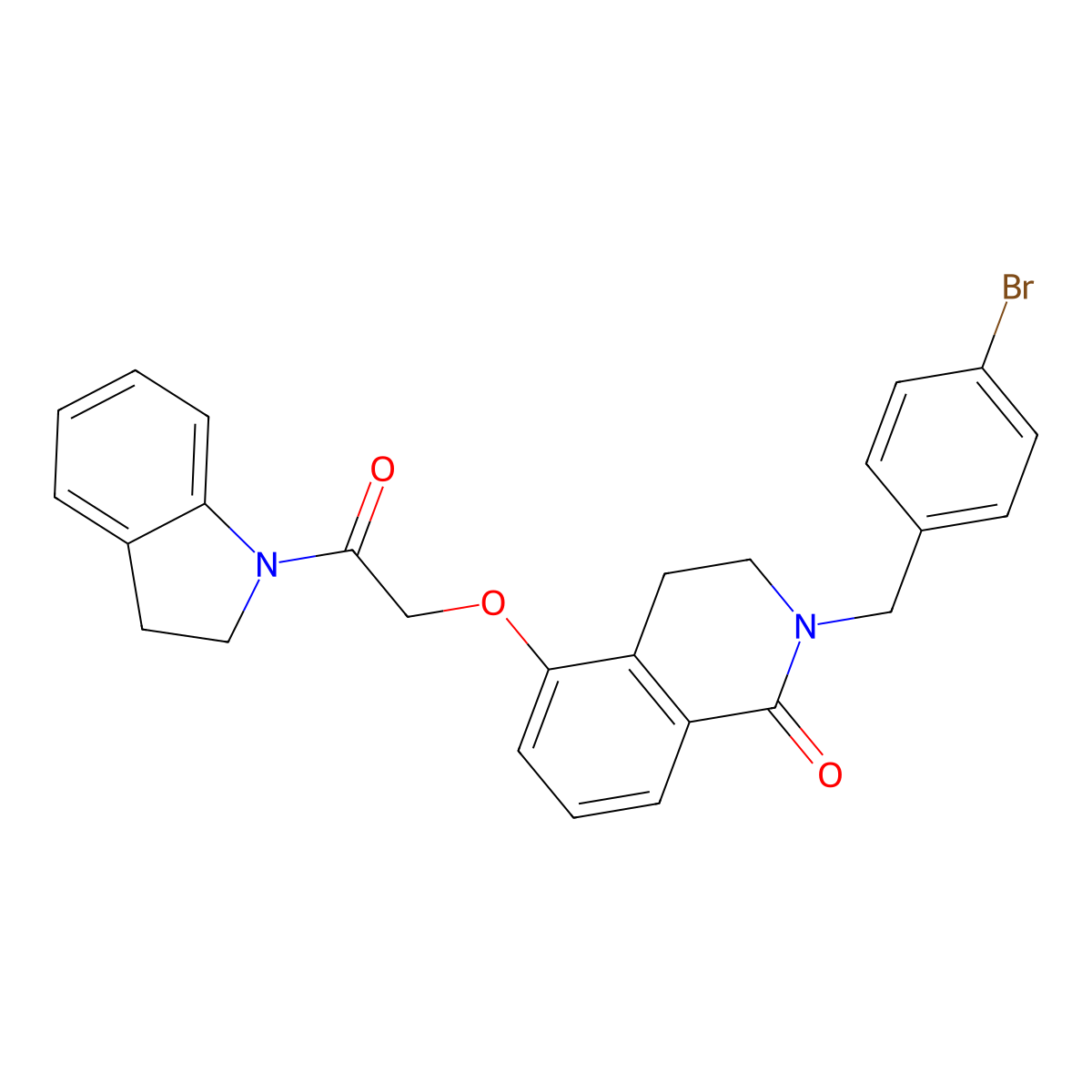 2-(4-bromobenzyl)-5-(2-(indolin-1-yl)-2-oxoethoxy)-3,4-dihydroisoquinolin-1(2H)-one molecular structure, CAS 850904-26-6