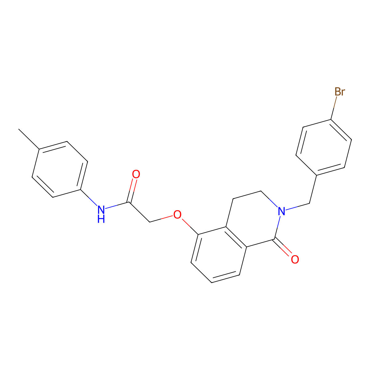 2-[[2-[(4-bromophenyl)methyl]-1-oxo-3,4-dihydroisoquinolin-5-yl]oxy]-N-(4-methylphenyl)acetamide molecular structure, CAS 850904-30-2