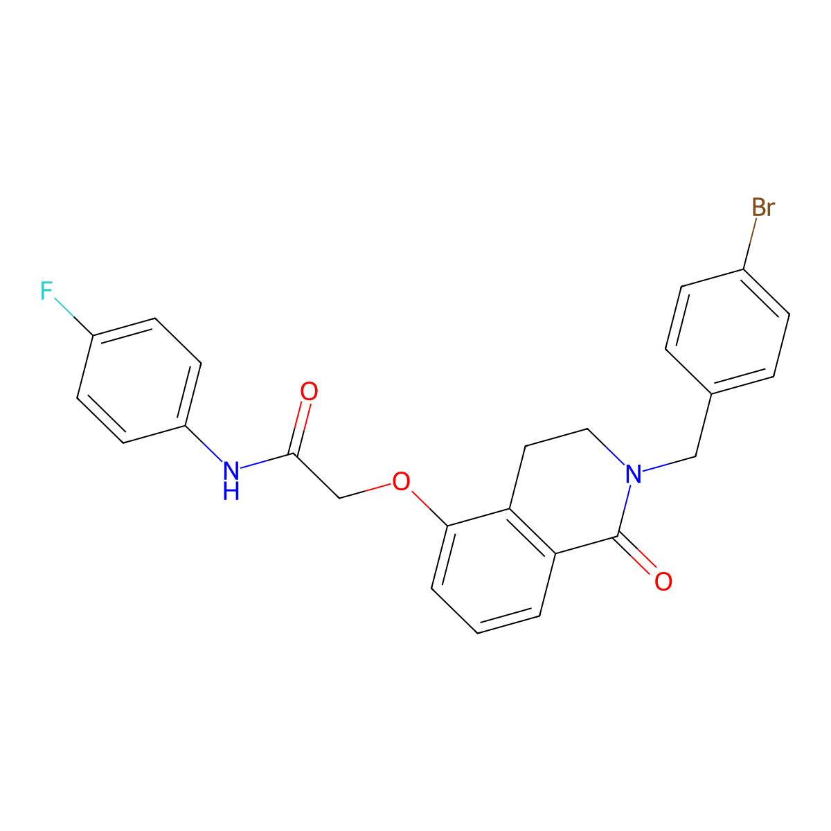 2-[[2-[(4-bromophenyl)methyl]-1-oxo-3,4-dihydroisoquinolin-5-yl]oxy]-N-(4-fluorophenyl)acetamide molecular structure, CAS 850904-31-3