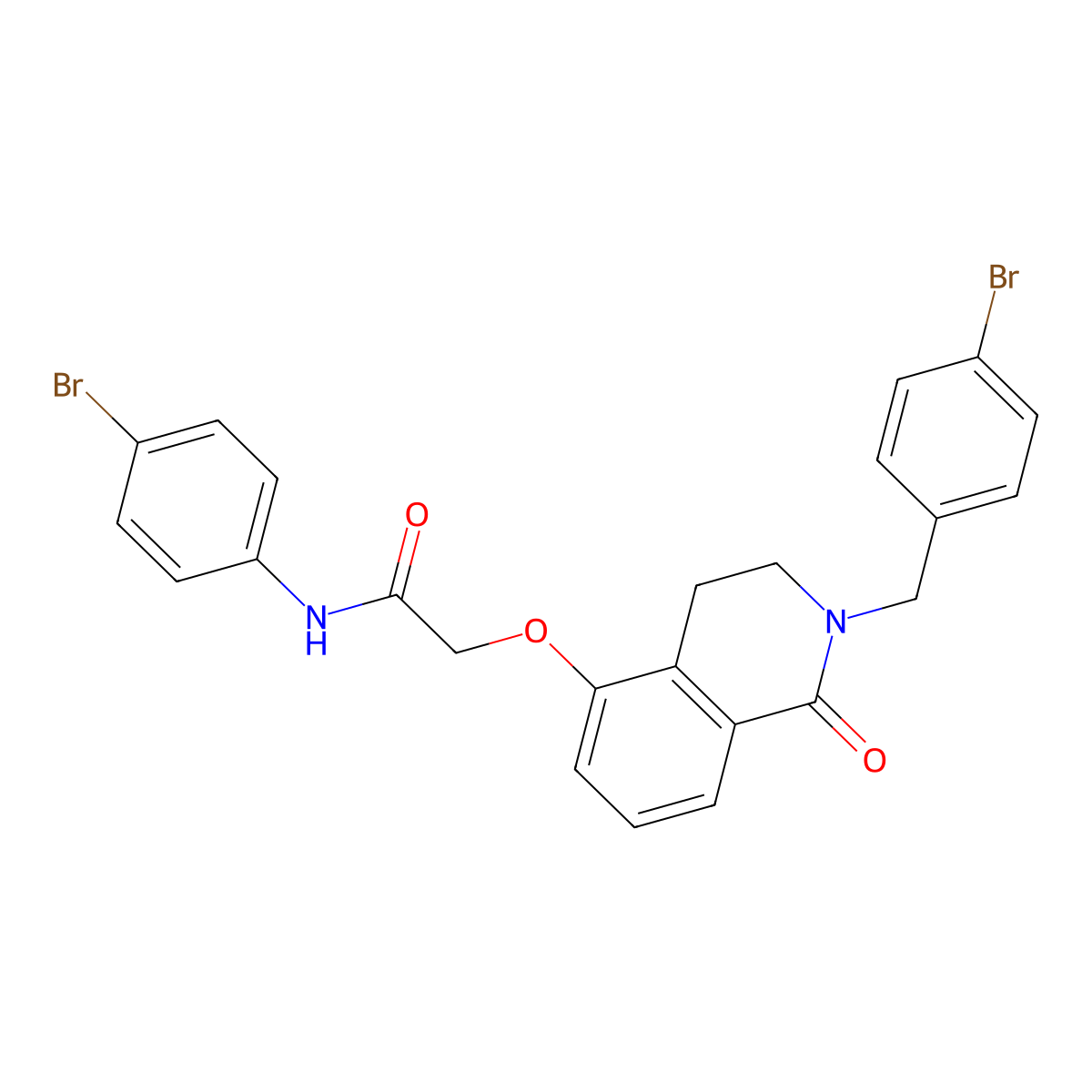 N-(4-bromophenyl)-2-[[2-[(4-bromophenyl)methyl]-1-oxo-3,4-dihydroisoquinolin-5-yl]oxy]acetamide molecular structure, CAS 850904-34-6