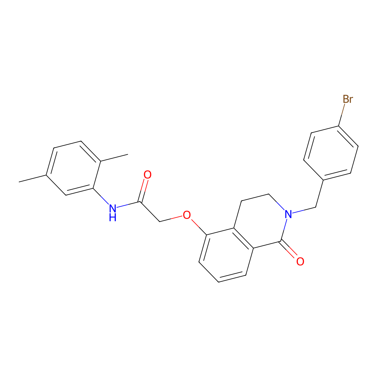 2-[[2-[(4-bromophenyl)methyl]-1-oxo-3,4-dihydroisoquinolin-5-yl]oxy]-N-(2,5-dimethylphenyl)acetamide molecular structure, CAS 850904-37-9