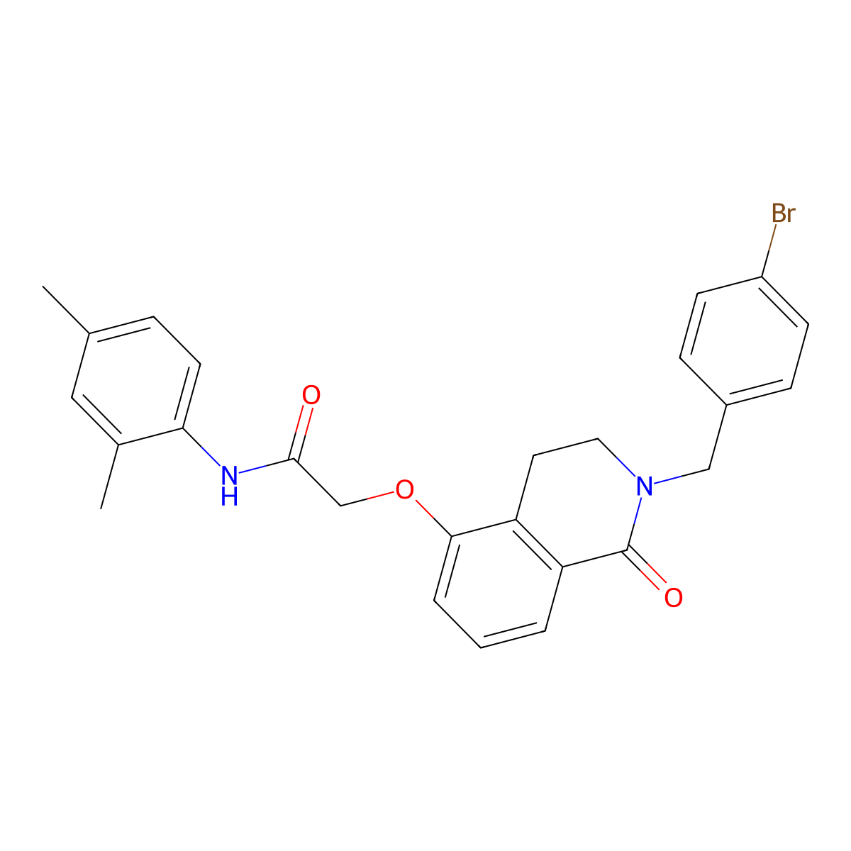 2-((2-(4-bromobenzyl)-1-oxo-1,2,3,4-tetrahydroisoquinolin-5-yl)oxy)-N-(2,4-dimethylphenyl)acetamide molecular structure, CAS 850904-38-0