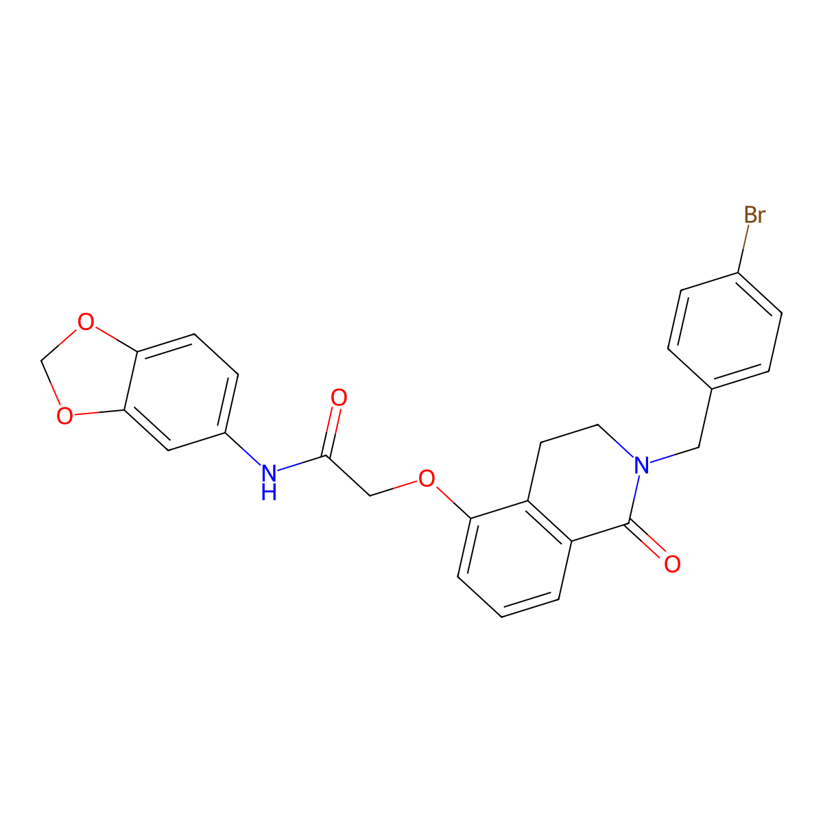 N-(benzo[d][1,3]dioxol-5-yl)-2-((2-(4-bromobenzyl)-1-oxo-1,2,3,4-tetrahydroisoquinolin-5-yl)oxy)acetamide molecular structure, CAS 850904-39-1