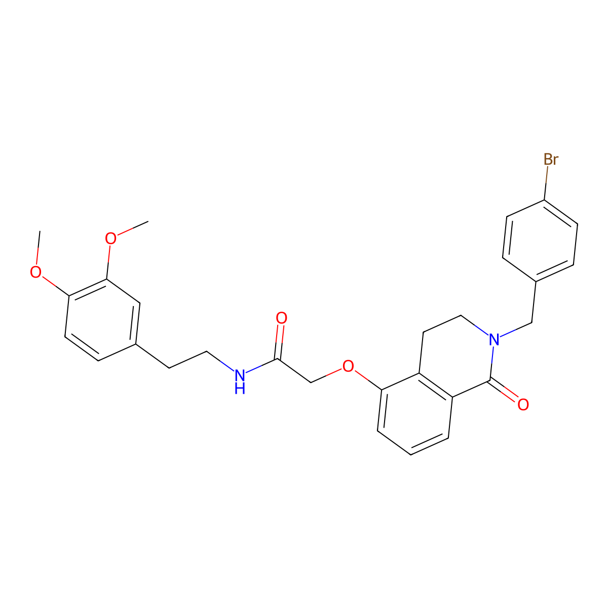 2-((2-(4-bromobenzyl)-1-oxo-1,2,3,4-tetrahydroisoquinolin-5-yl)oxy)-N-(3,4-dimethoxyphenethyl)acetamide molecular structure, CAS 850904-41-5
