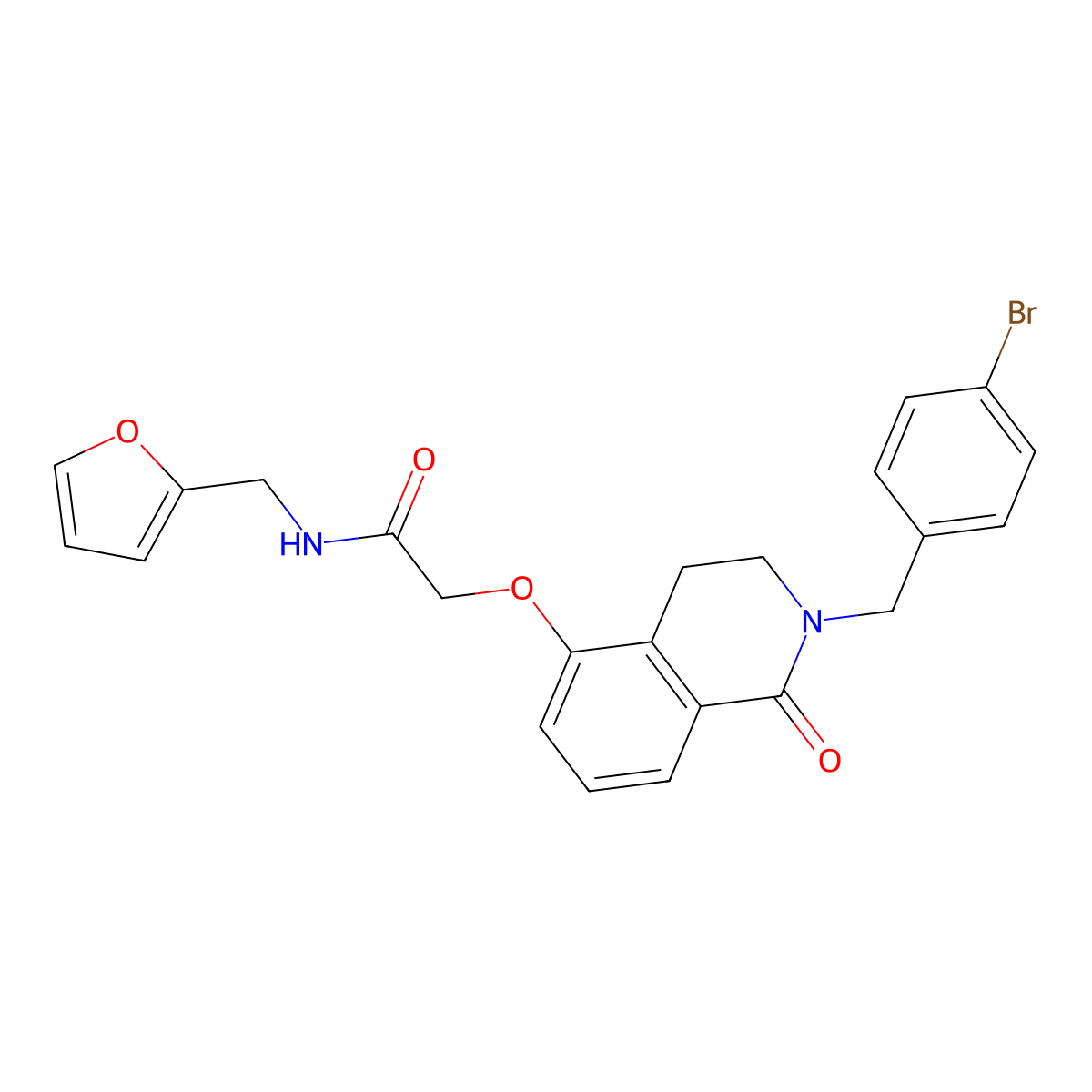 2-[[2-[(4-bromophenyl)methyl]-1-oxo-3,4-dihydroisoquinolin-5-yl]oxy]-N-(furan-2-ylmethyl)acetamide molecular structure, CAS 850904-42-6