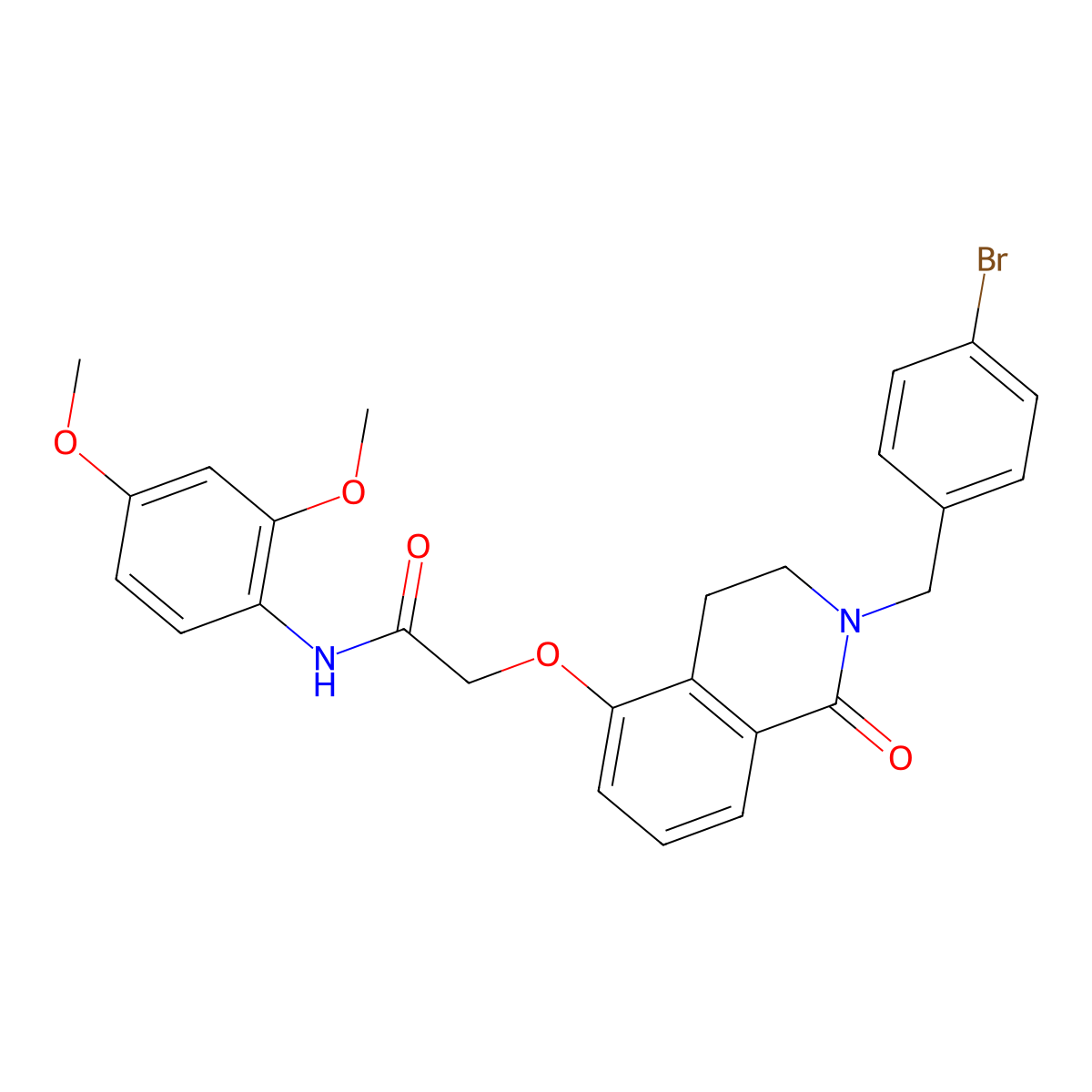 2-((2-(4-bromobenzyl)-1-oxo-1,2,3,4-tetrahydroisoquinolin-5-yl)oxy)-N-(2,4-dimethoxyphenyl)acetamide molecular structure, CAS 850904-45-9