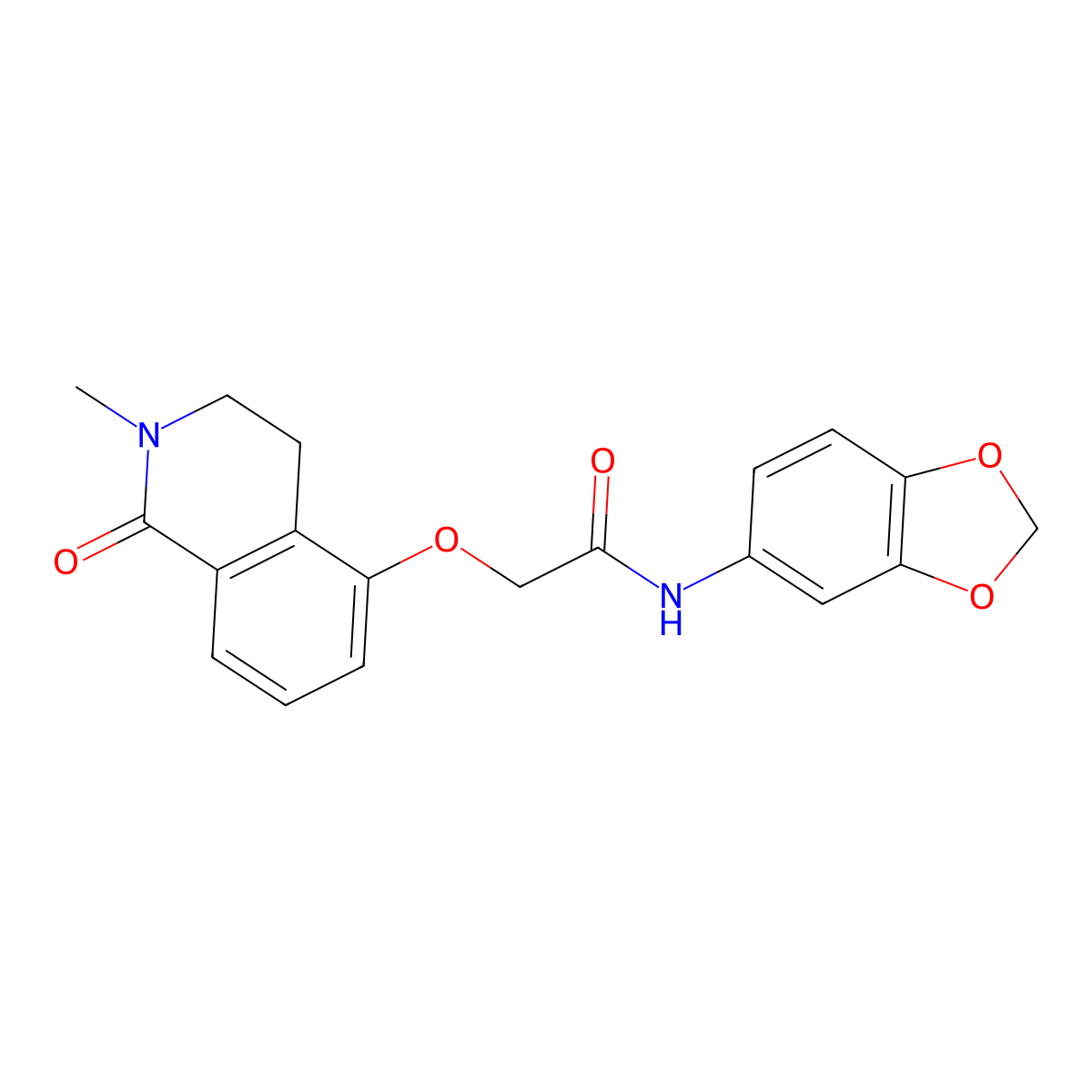 N-(benzo[d][1,3]dioxol-5-yl)-2-((2-methyl-1-oxo-1,2,3,4-tetrahydroisoquinolin-5-yl)oxy)acetamide molecular structure, CAS 850904-76-6