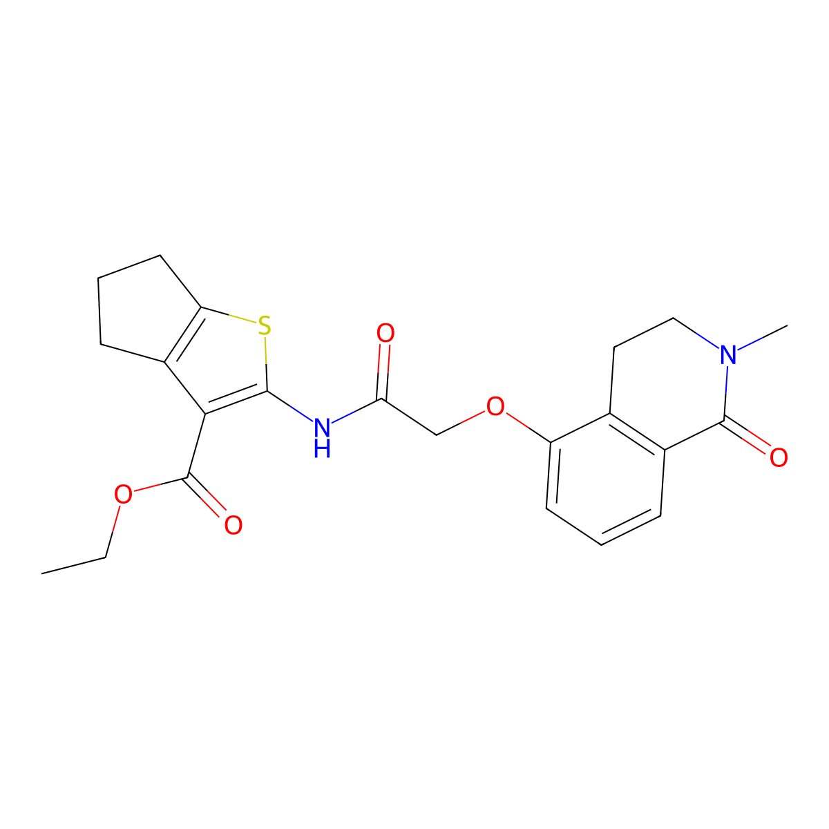 ethyl 2-[[2-[(2-methyl-1-oxo-3,4-dihydroisoquinolin-5-yl)oxy]acetyl]amino]-5,6-dihydro-4H-cyclopenta[b]thiophene-3-carboxylate molecular structure, CAS 850904-83-5