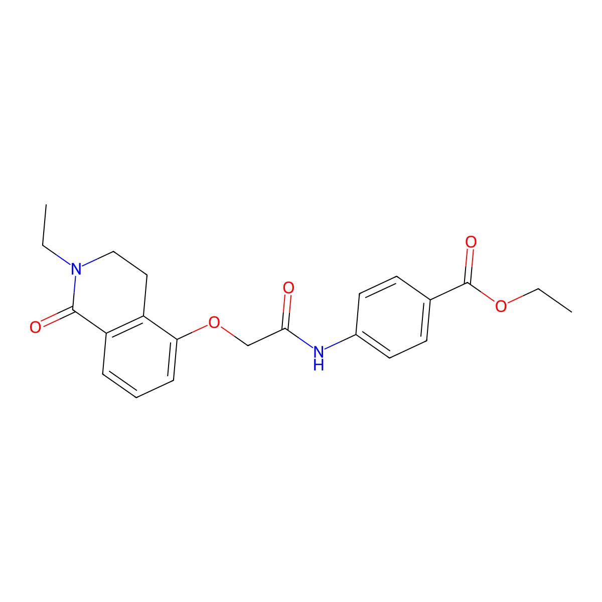 Ethyl 4-(2-((2-ethyl-1-oxo-1,2,3,4-tetrahydroisoquinolin-5-yl)oxy)acetamido)benzoate molecular structure, CAS 850905-12-3