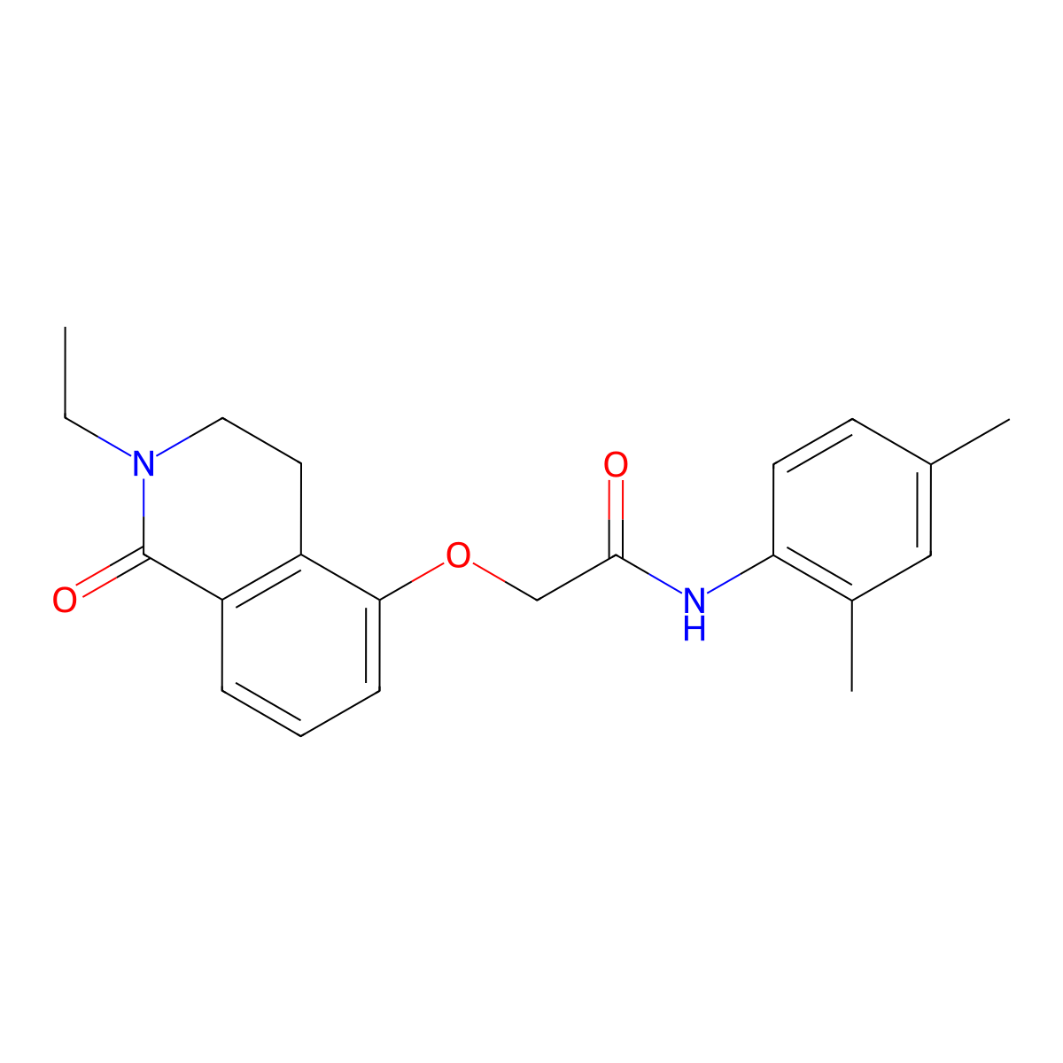 N-(2,4-dimethylphenyl)-2-((2-ethyl-1-oxo-1,2,3,4-tetrahydroisoquinolin-5-yl)oxy)acetamide molecular structure, CAS 850905-15-6