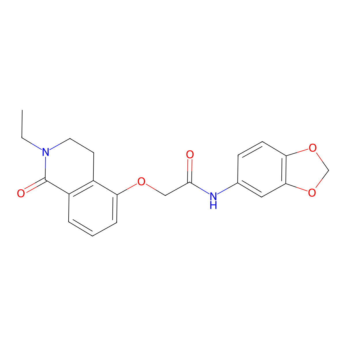 N-(benzo[d][1,3]dioxol-5-yl)-2-((2-ethyl-1-oxo-1,2,3,4-tetrahydroisoquinolin-5-yl)oxy)acetamide molecular structure, CAS 850905-16-7